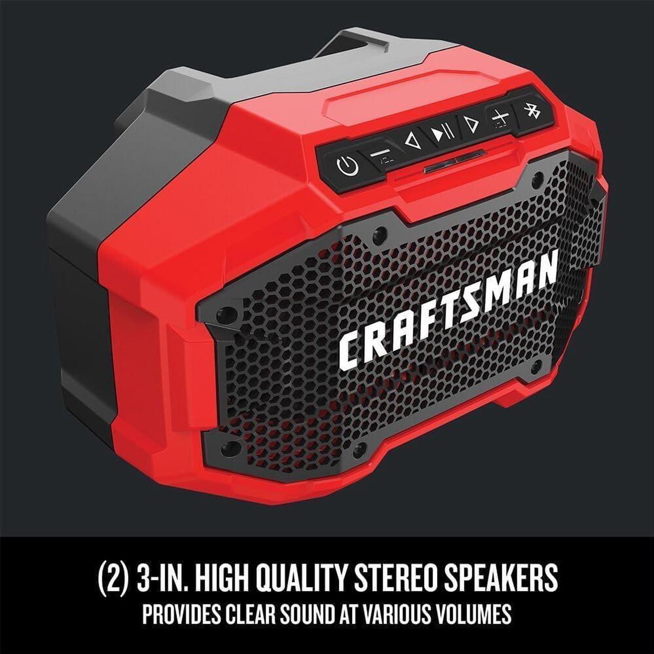 Alt view image 4 of 7 - CRAFTSMAN V20 Wireless Portable Bluetooth Speaker, Tool Only (CMCR001B), Red