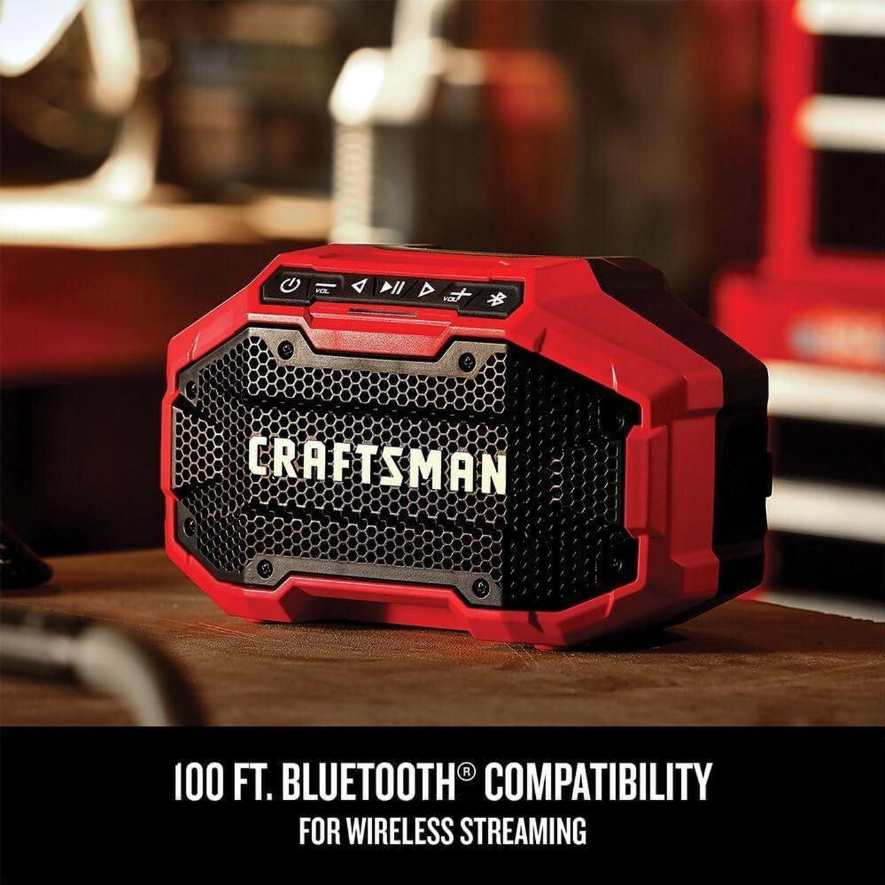 Alt view image 5 of 7 - CRAFTSMAN V20 Wireless Portable Bluetooth Speaker, Tool Only (CMCR001B), Red