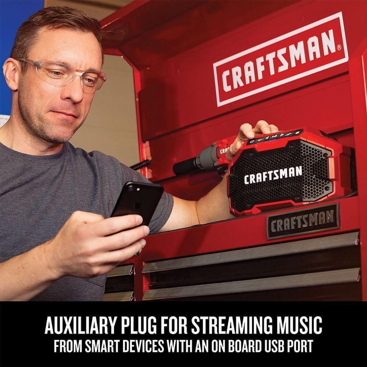 Alt view image 6 of 7 - CRAFTSMAN V20 Wireless Portable Bluetooth Speaker, Tool Only (CMCR001B), Red