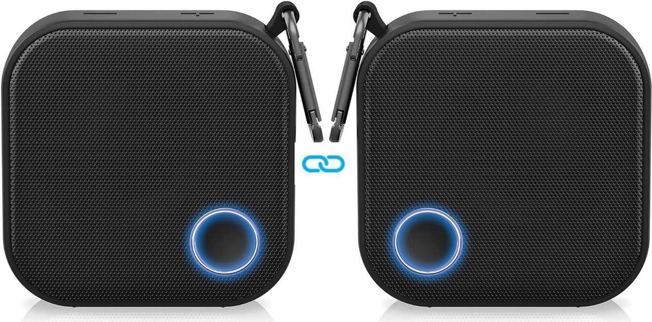 Main image of Brookstone Bluetooth Speakers, IPX7 Waterproof Indoor and Outdoor Speaker, Portable Speakers, Computer Speakers for Desktop Monitors, Tap to Link Multiple Speakers, Carabiner Clip Included