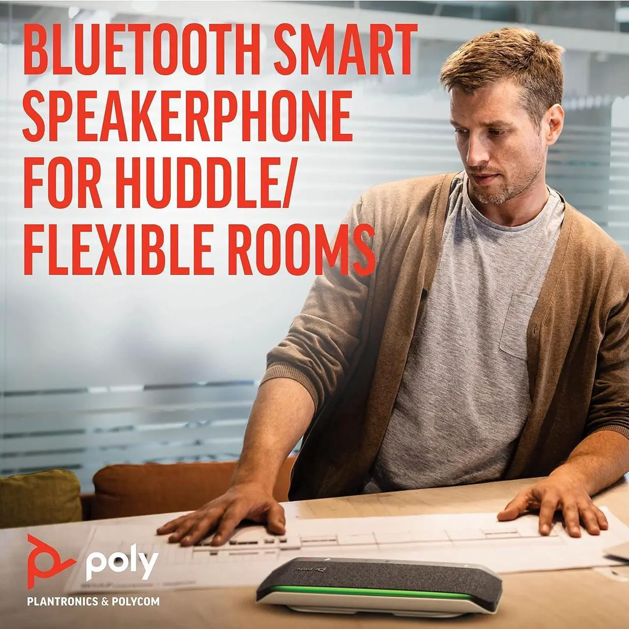 Alt view image 5 of 7 - Poly - Sync 40 Smart Speakerphone (Plantronics) - Flexible Work Spaces - Connect to PC/Mac via Combined USB-A/USB-C Cable and Smartphones via Bluetooth - Works with Teams, Zoom & more,Black