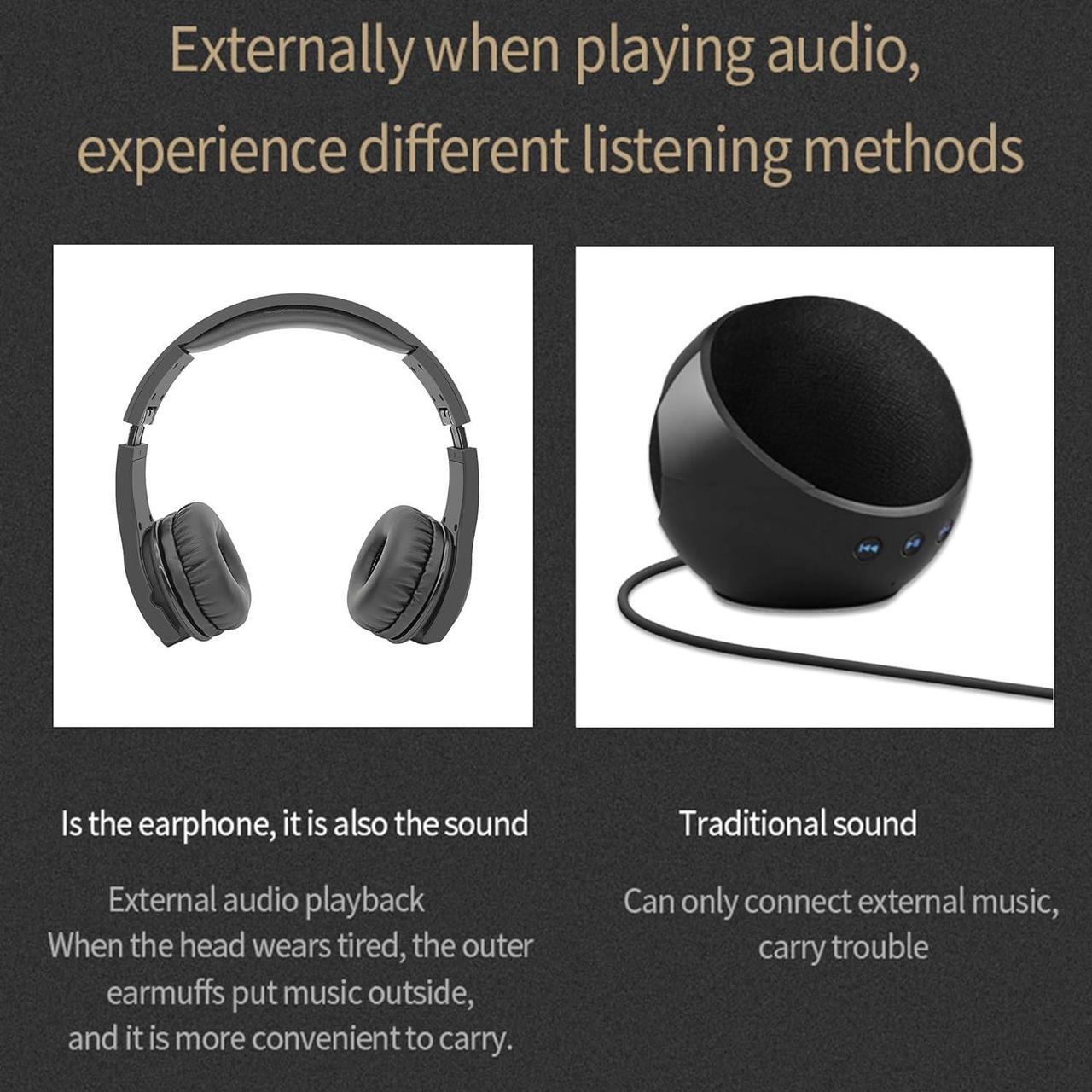 Alt view image 4 of 7 - Bluetooth Headphones 2 in 1 Sound Speaker with Microphone Deep Bass Active Noise Cancelling Wireless Headphones Over Ear Comfortable Protein Earpads 30 Hours Playtime Wired/Wireless