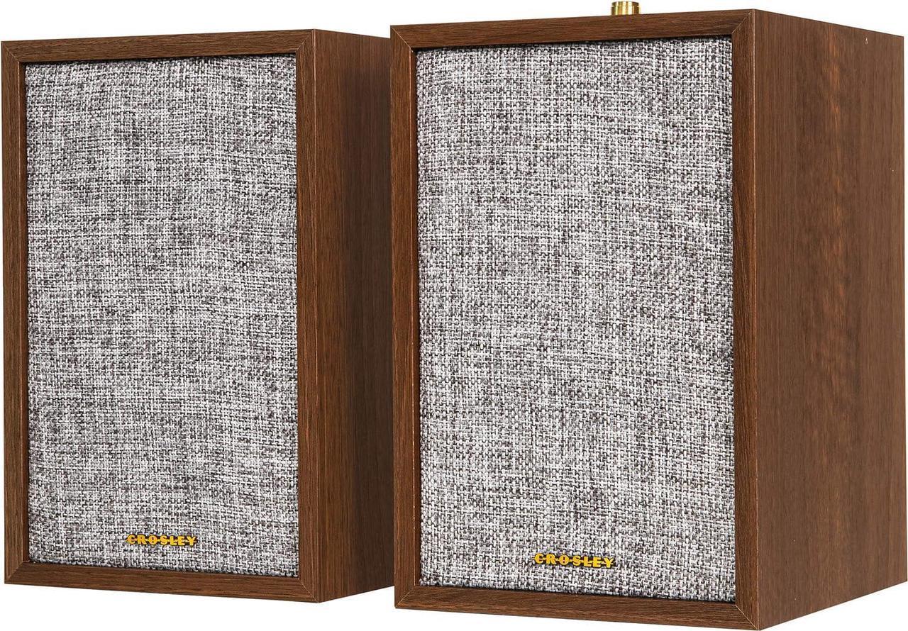 Main image of Crosley S200A-WA 4" Active Powered Bluetooth Stereo Speakers with Optical, USB, and Aux Connections, Walnut