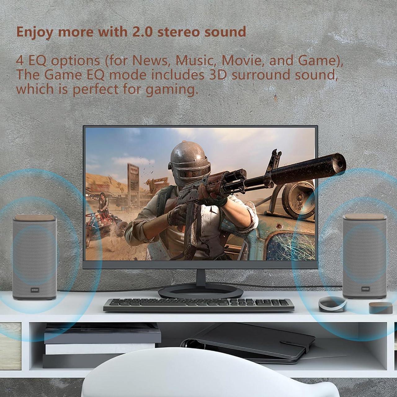 Alt view image 4 of 7 - Bluetooth Computer Speakers with Wireless Touch Control Pod for PC Laptop/Desktop Wireless Stereo Gaming Speakers, 4 EQ Modes, Aesthetic Style, 2024 New Model