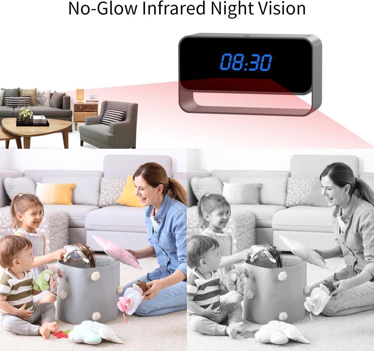 Alt view image 3 of 6 - Hidden Camera Clock, FHD 1080P Spy Camera, WiFi Wireless Nanny Cam for Home Indoor Security, Strong Night Vision