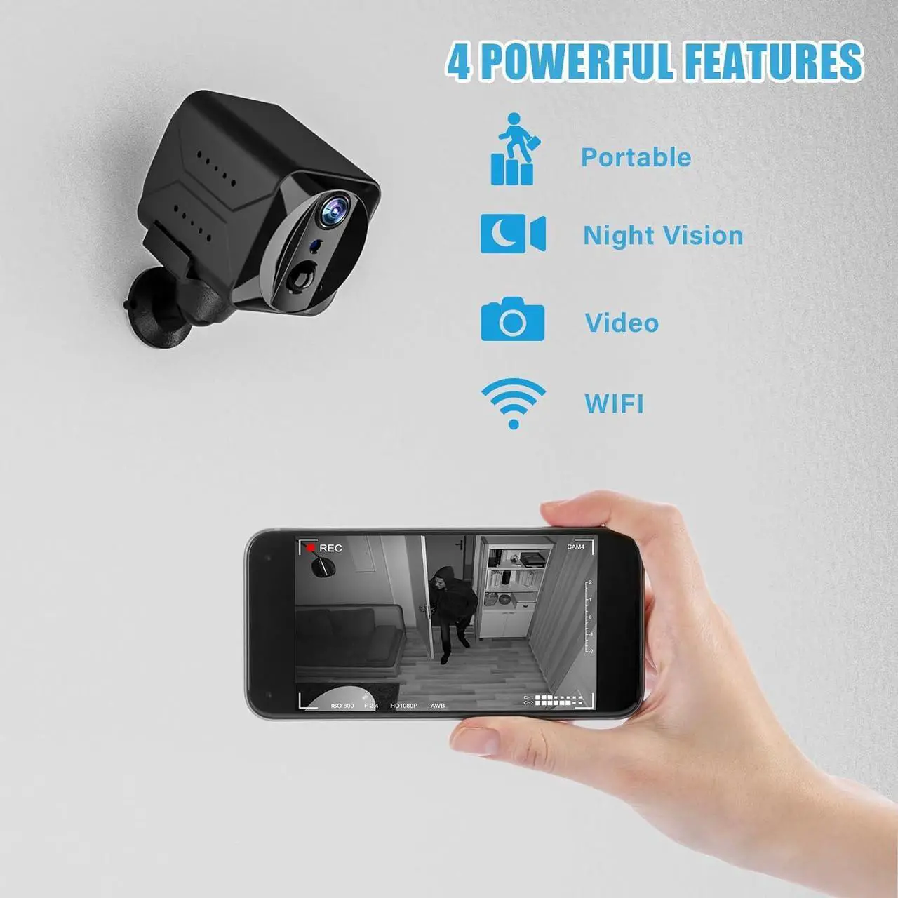Alt view image 2 of 6 - 2024 Upgraded Mini Spy Camera Hidden Camera,4K WiFi Wireless Camera, 100 Days Standby Battery Life,AI Motion Detection Alerts,Nanny Cam Security Cam for Indoor,Home,Baby,Pets