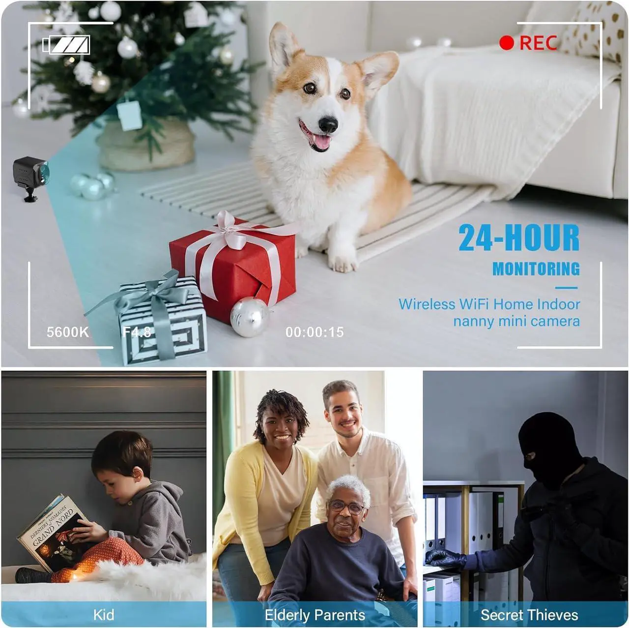 Alt view image 4 of 6 - 2024 Upgraded Mini Spy Camera Hidden Camera,4K WiFi Wireless Camera, 100 Days Standby Battery Life,AI Motion Detection Alerts,Nanny Cam Security Cam for Indoor,Home,Baby,Pets