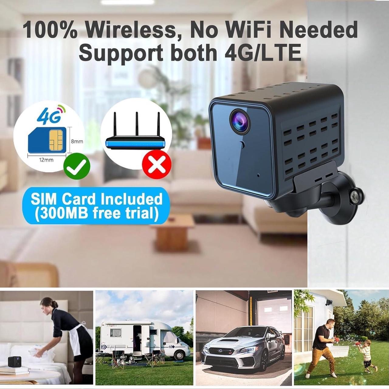 Alt view image 2 of 7 - No WiFi Security Camera, SIM Card Included, Not Support WiFi, Radar Motion Sensor, FHD 4G Car Security Camera, 20-Day Standby Battery Life, Portable Cellular Trail Cameras