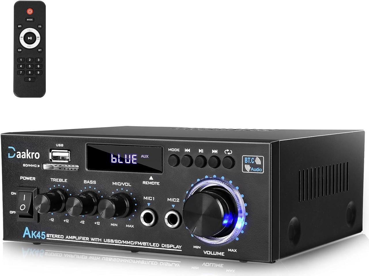 Main image of Daakro AK45 Stereo Audio Amplifier,300W Home 2 Channel Wireless Bluetooth 5.0 Power Amplifier System, Home Amplifiers FM Radio, USB, SD Card, with Remote Control Home Theater Audio Stereo System