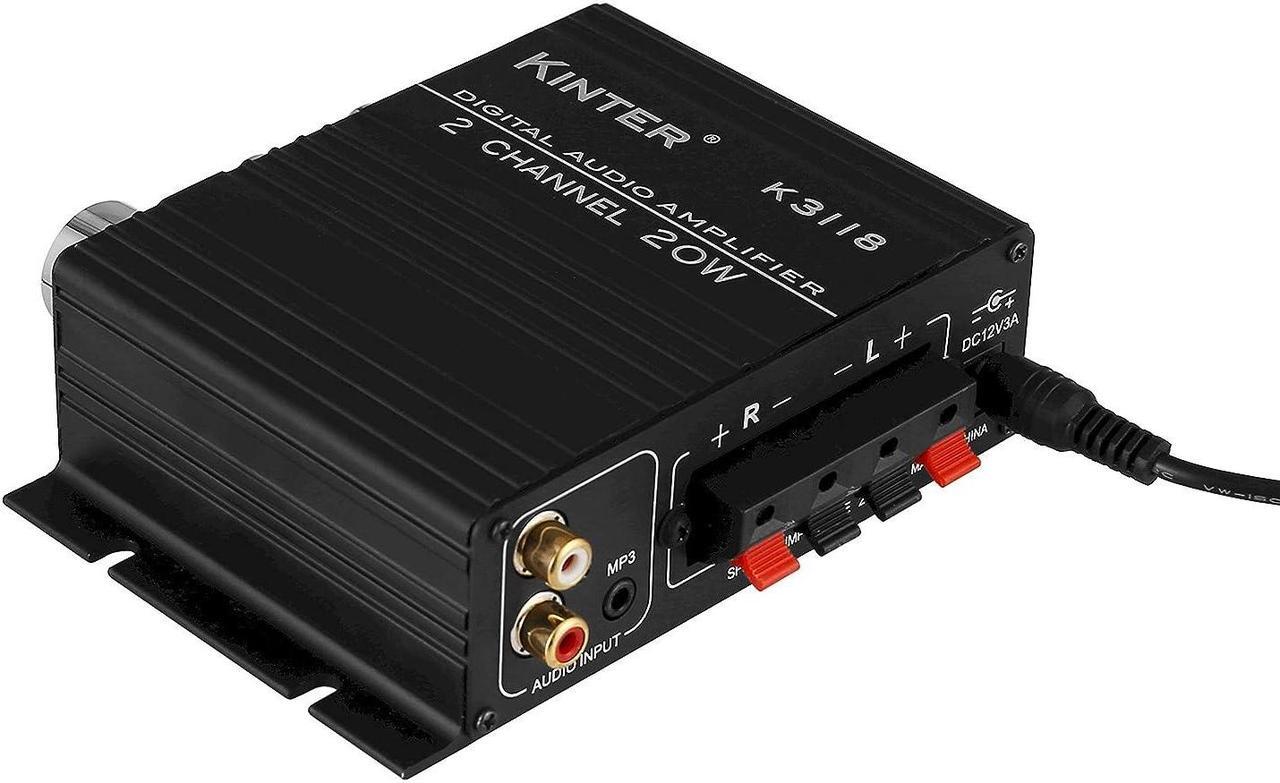 Alt view image 2 of 7 - Kinter K3118 Texas Instruments TI Digital Hi-Fi Audio Mini Class D Home Auto DIY Arcade Stereo Amplifier with 12V 3A Power Supply Black
