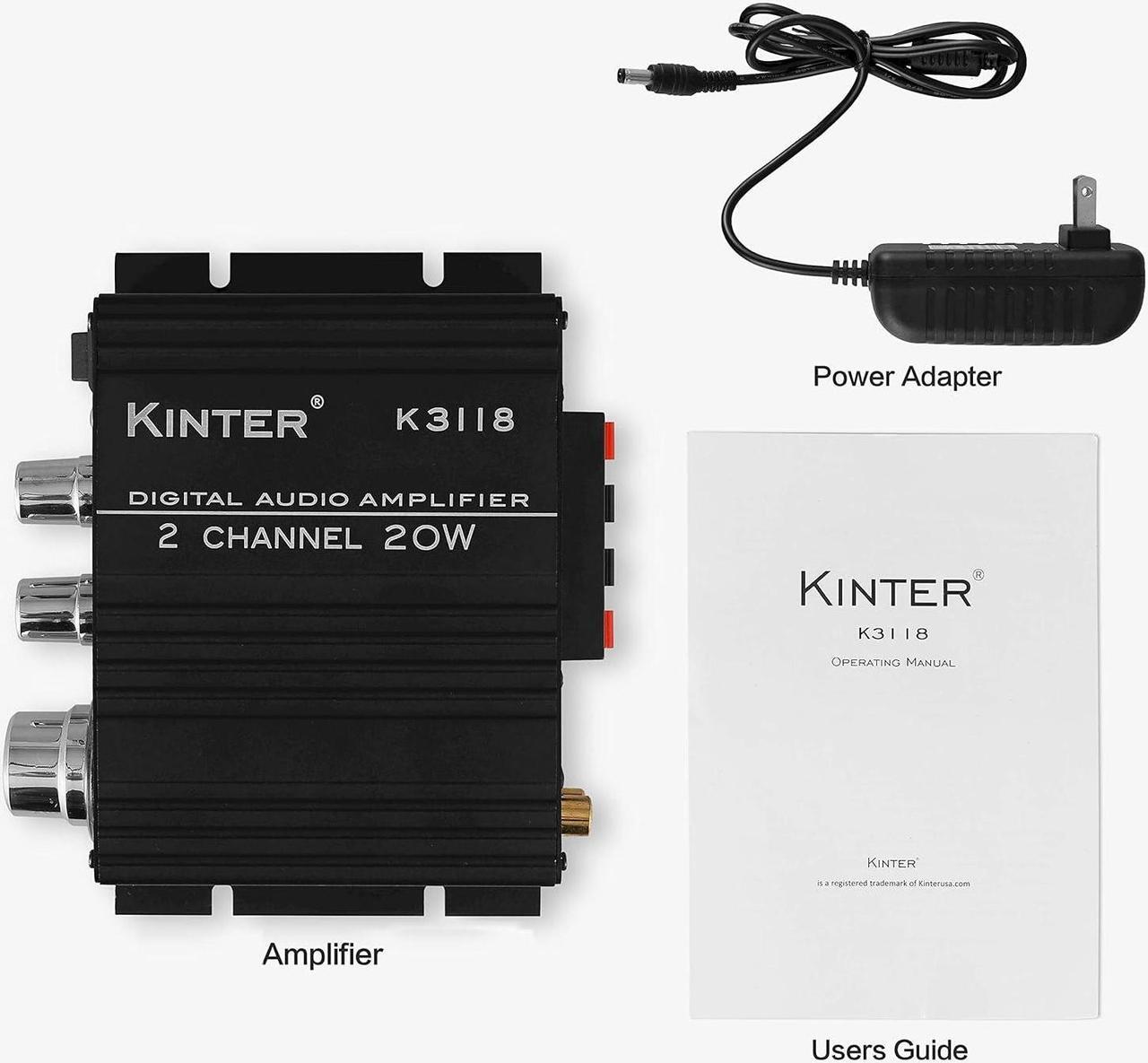 Alt view image 4 of 7 - Kinter K3118 Texas Instruments TI Digital Hi-Fi Audio Mini Class D Home Auto DIY Arcade Stereo Amplifier with 12V 3A Power Supply Black