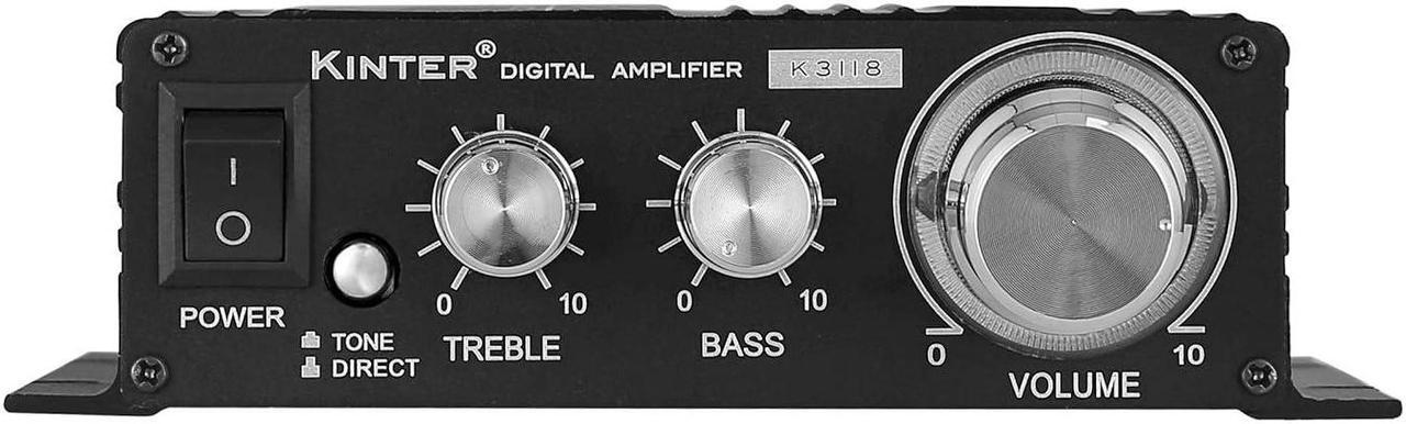 Alt view image 5 of 7 - Kinter K3118 Texas Instruments TI Digital Hi-Fi Audio Mini Class D Home Auto DIY Arcade Stereo Amplifier with 12V 3A Power Supply Black