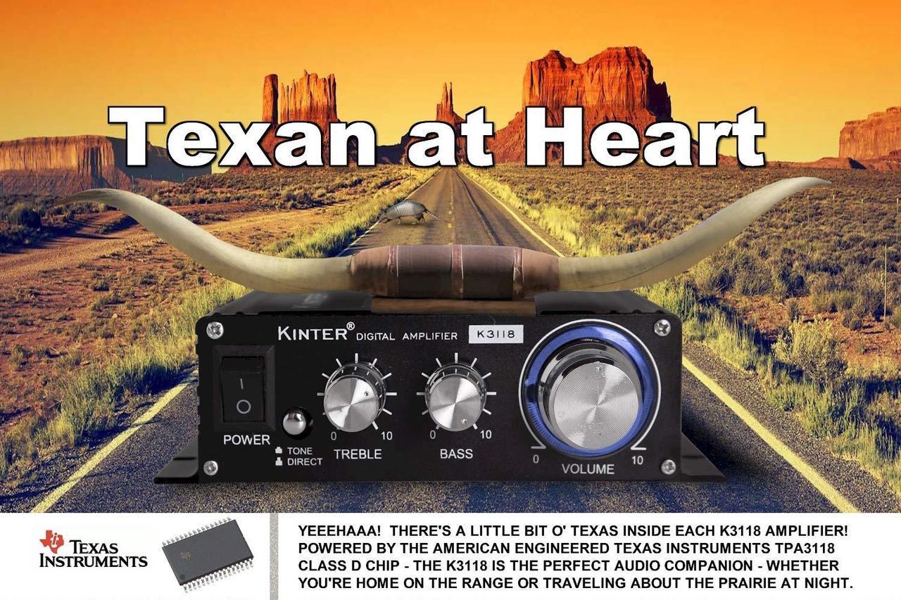 Alt view image 7 of 7 - Kinter K3118 Texas Instruments TI Digital Hi-Fi Audio Mini Class D Home Auto DIY Arcade Stereo Amplifier with 12V 3A Power Supply Black