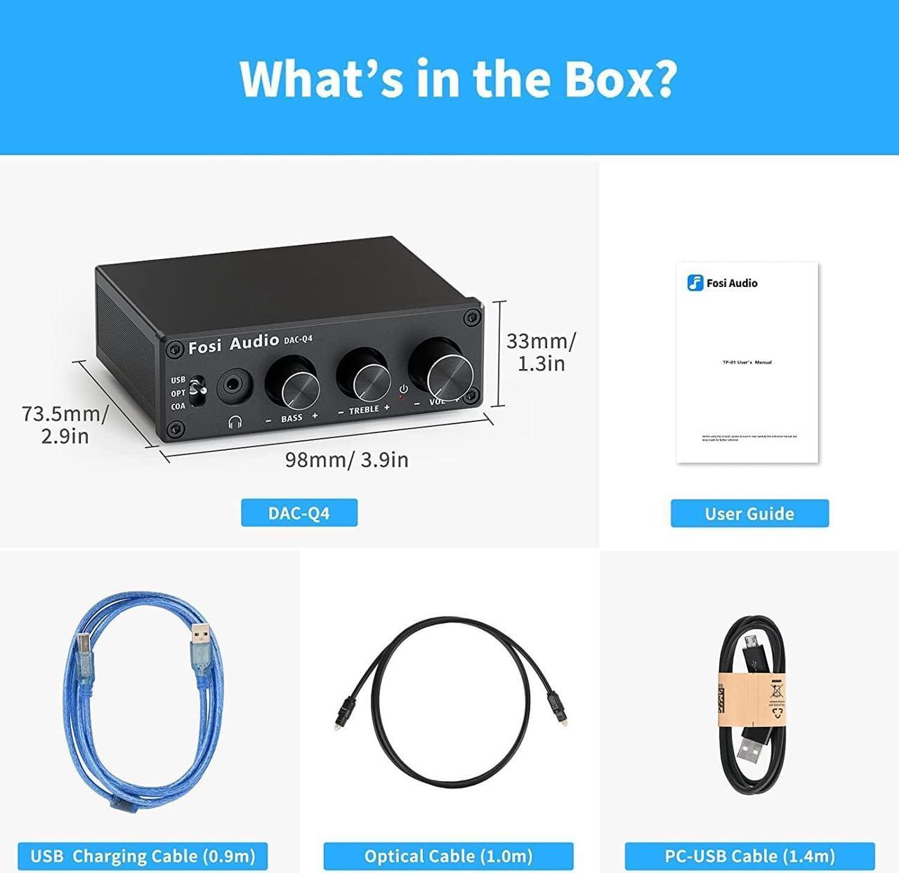 Alt view image 7 of 7 - Audio Q4 Desktop DAC Headphone Amp for PC Mini Stereo Headphone Amplifier Combo USB Optical Coaxial to RCA AUX Digital-to-Analog Audio Converter Adapter for Home Powered Speakers