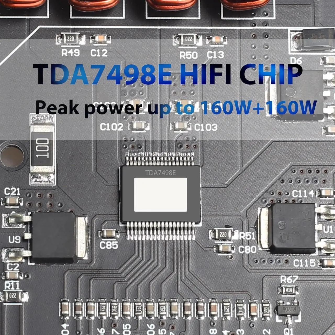 Alt view image 3 of 6 - 320W Power Amplifier Board with Subwoofer 2.0 Channel 160W×2, 15V-36V Audio Power Amplifier Module with Treble and Bass Control,Black (ZK-1602T)