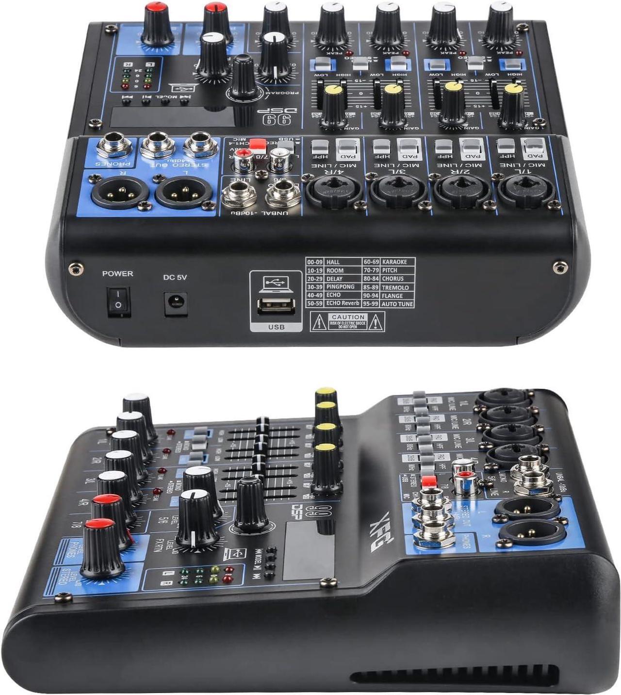 Alt view image 6 of 7 - Dj Mixers 8 Channel Audio Mixer Sound Board with Bluetooth, Usb Audio Interface with Sound Card Recording and 48V Phantom Power Sounds Mixer Board with 99 DSP FX Reverb Delay Effect for Streaming