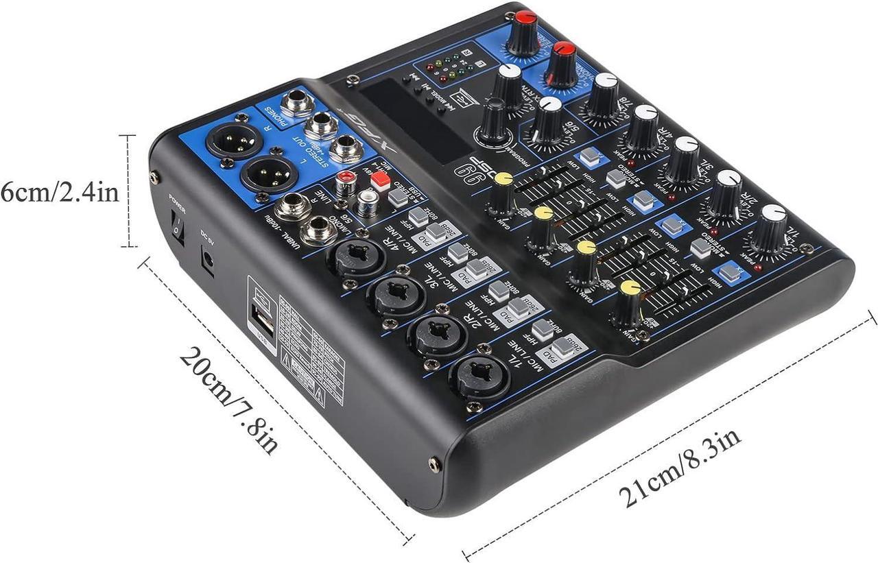 Alt view image 7 of 7 - Dj Mixers 8 Channel Audio Mixer Sound Board with Bluetooth, Usb Audio Interface with Sound Card Recording and 48V Phantom Power Sounds Mixer Board with 99 DSP FX Reverb Delay Effect for Streaming