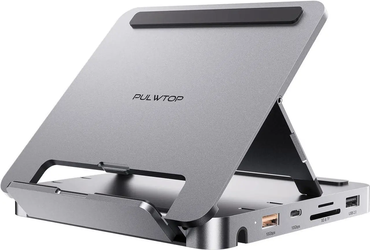 Main image of USB C Hub for iPad Pro, PULWTOP Docking Station for iPad M4, 4K@60Hz HDMI, 100W PD Aluminum Hub with SSD Enclosure, Stand Dock for i-Pad Mini 6th Gen, No Support Lightning Port
