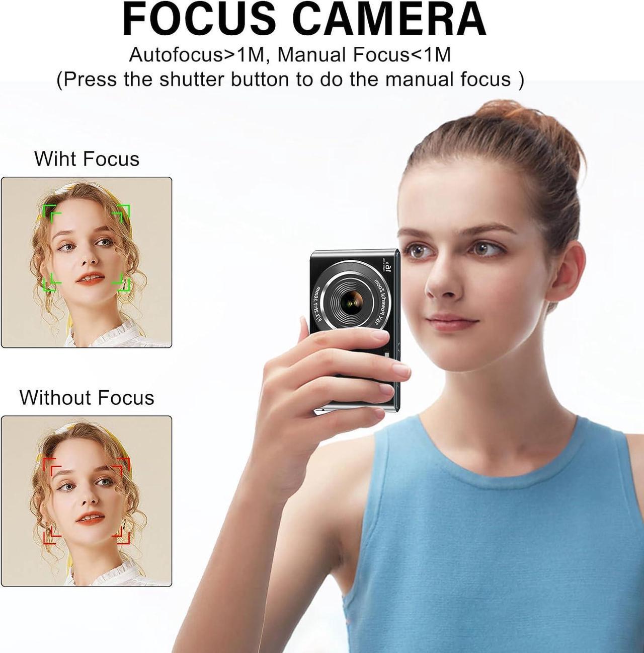Alt view image 4 of 7 - Digital Camera Cheap, UIKICON 4K 44MP Kids Camera with 32GB SD Card, 2.4 Inch Point and Shoot Camera with 16X Digital Zoom, Compact Camera for Kids Teens Boys Girls Adults Seniors(X3-Black1)