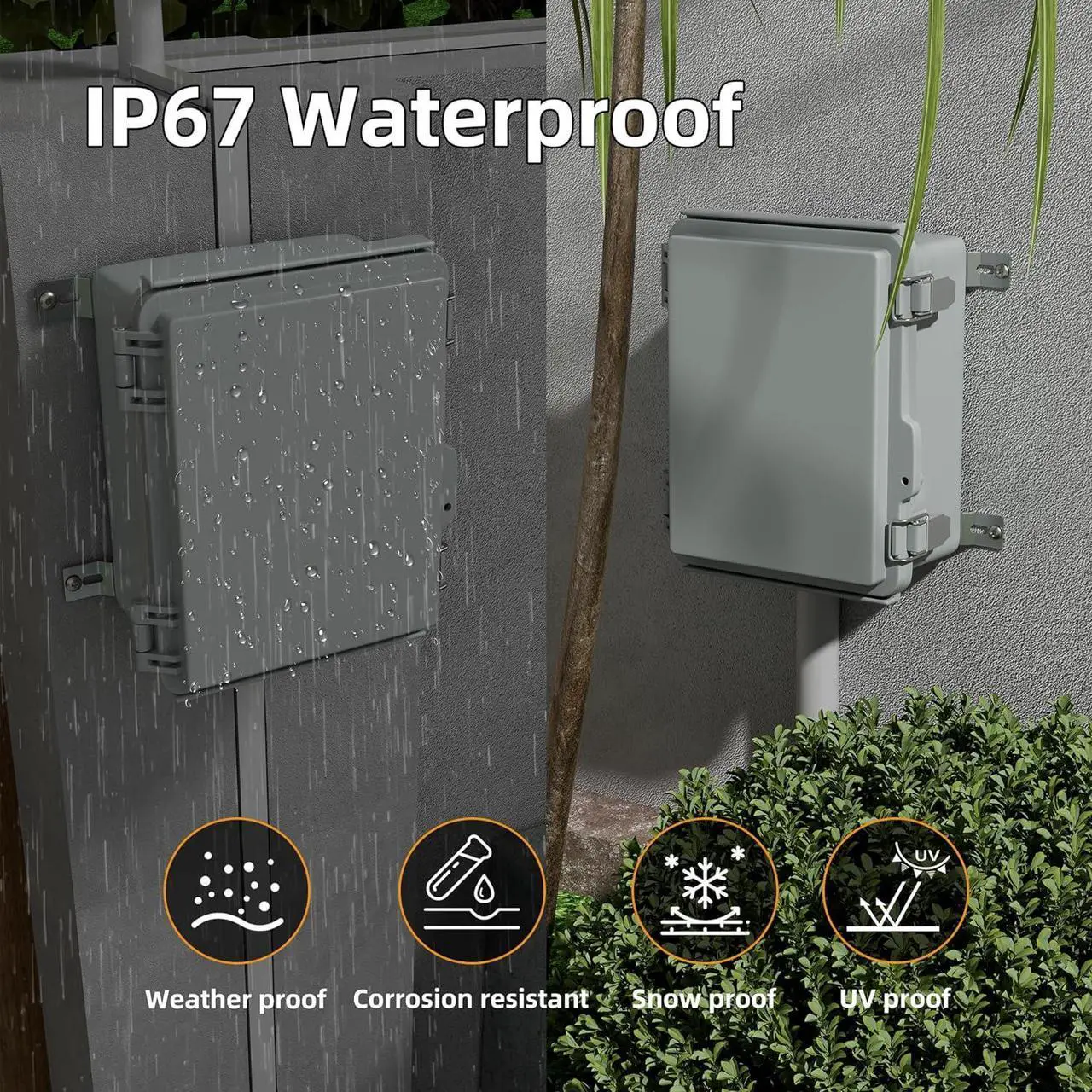 Alt view image 2 of 6 - Joinfworld Outdoor Electrical Box Waterproof Junction Box Plastic Outdoor Weatherproof Electrical Enclosure Box Outside 8.7x6.7x4.3"