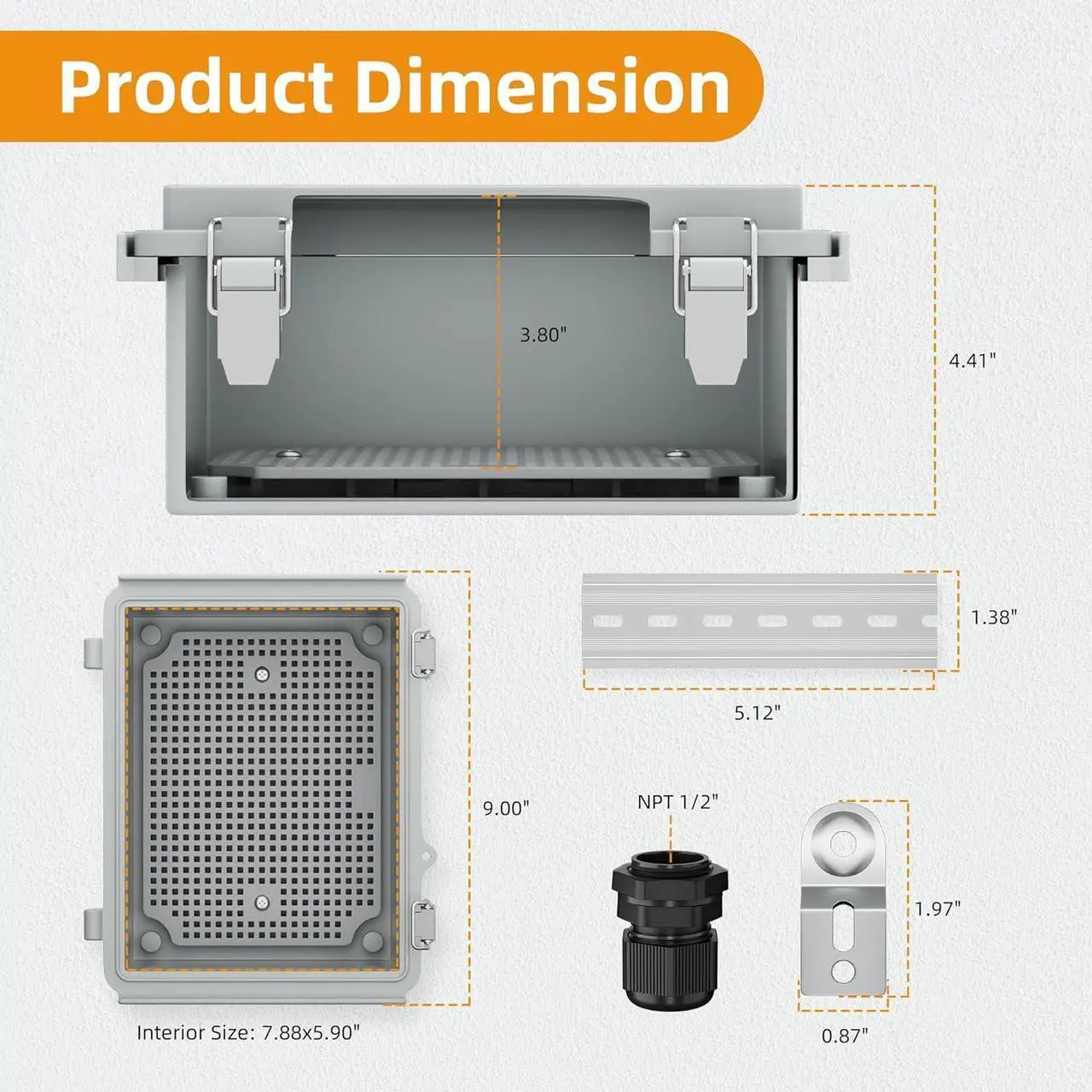 Alt view image 5 of 6 - Joinfworld Outdoor Electrical Box Waterproof Junction Box Plastic Outdoor Weatherproof Electrical Enclosure Box Outside 8.7x6.7x4.3"
