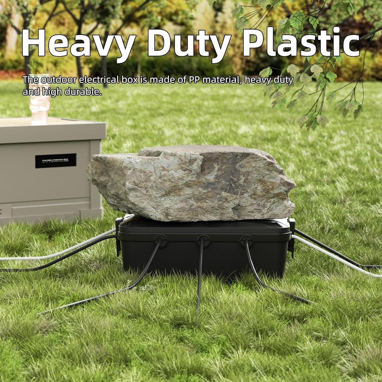 Alt view image 2 of 6 - Joinfworld Large Outdoor Electrical Box 13x8x5 Outdoor Extension Cord Cover Waterproof Weatherproof Connection Box Black Outside Power Cord Protector Enclosure for Cable Wire Power Strip Outlet Plug