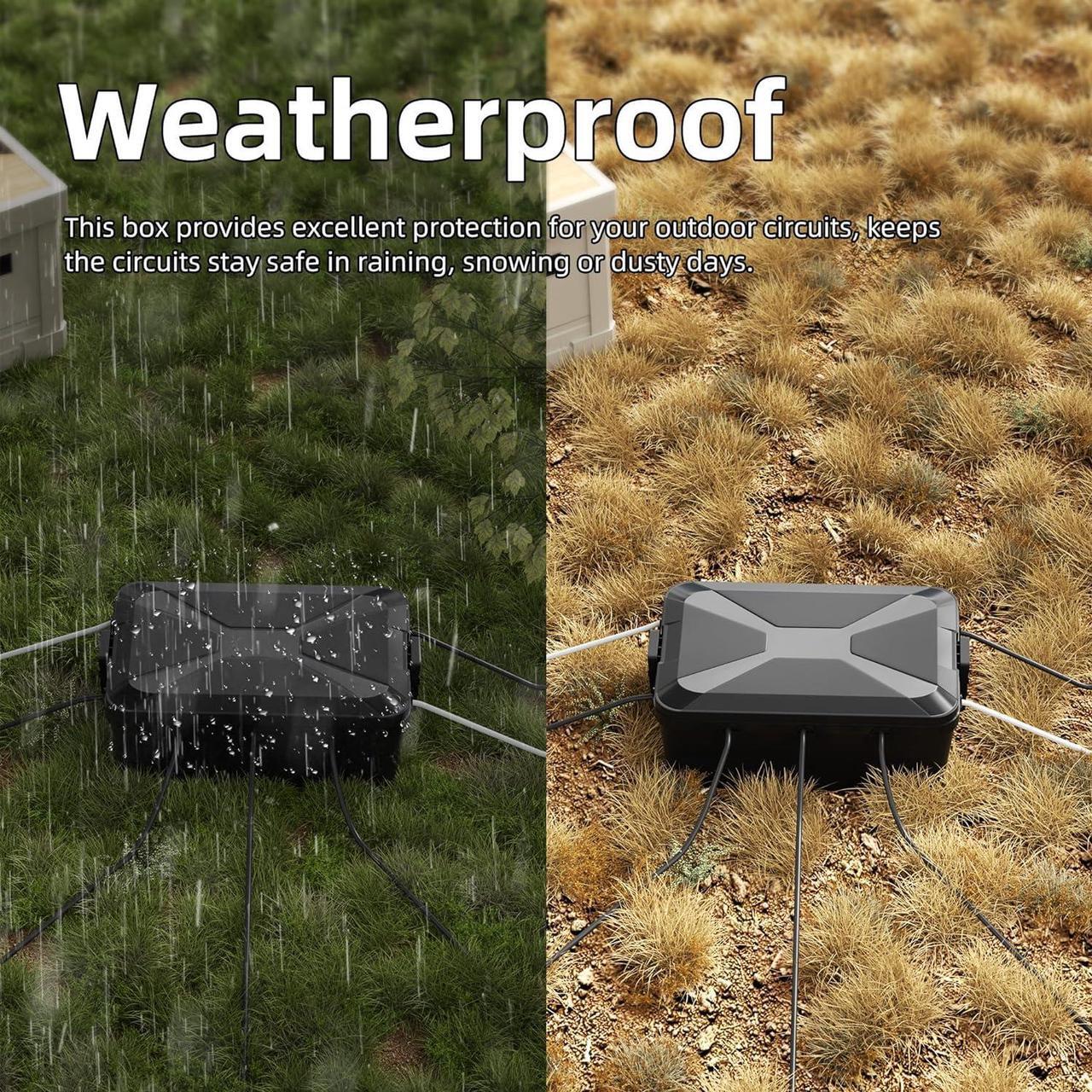 Alt view image 3 of 6 - Joinfworld Large Outdoor Electrical Box 13x8x5 Outdoor Extension Cord Cover Waterproof Weatherproof Connection Box Black Outside Power Cord Protector Enclosure for Cable Wire Power Strip Outlet Plug