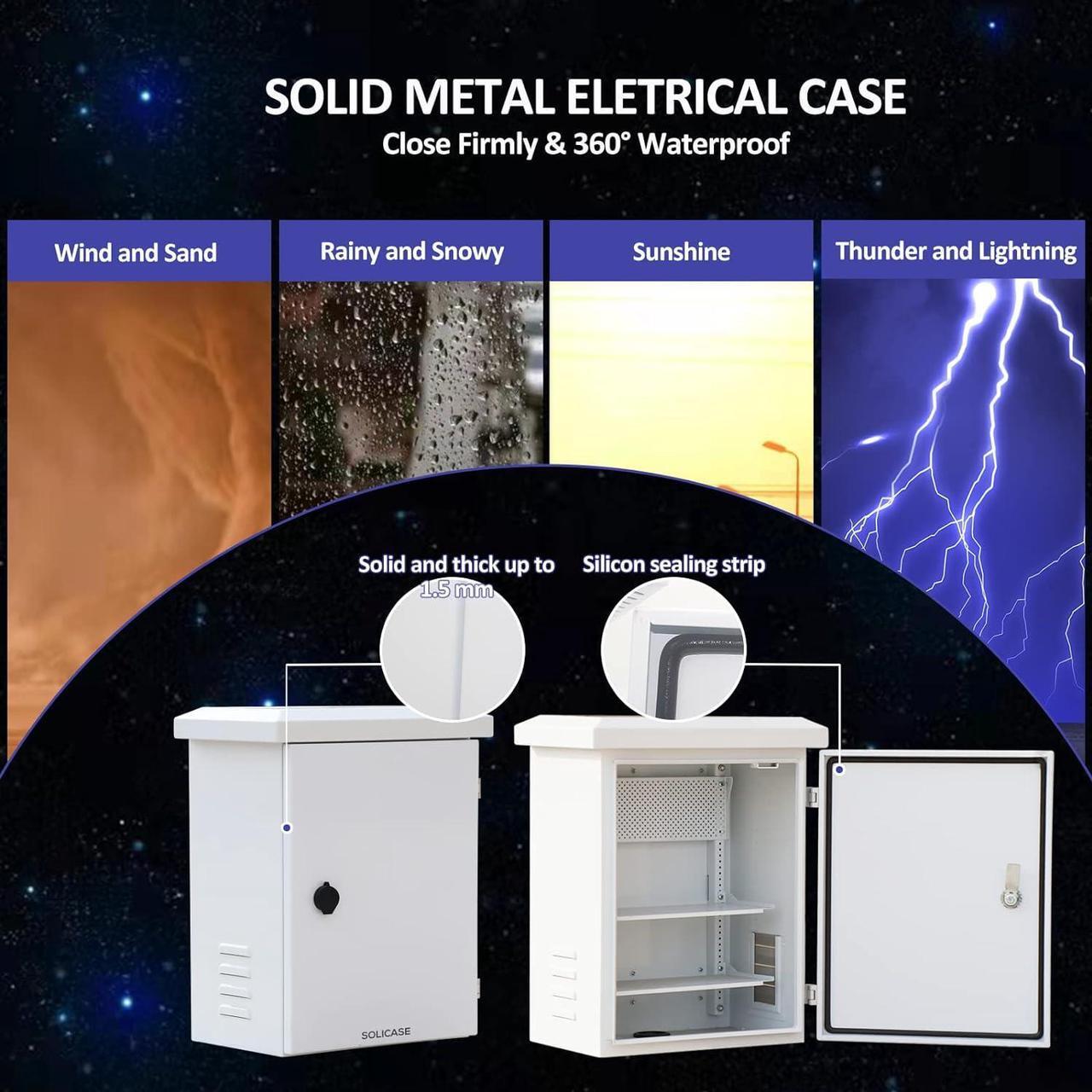 Alt view image 6 of 7 - Metal Electrical Box Enclosure, Steel Electrical Box, IP Weatherproof Box for Outdoor Electronics, NEMA Enclosure Outdoor, Projector Box Enclosure for Electronics 20x16x12