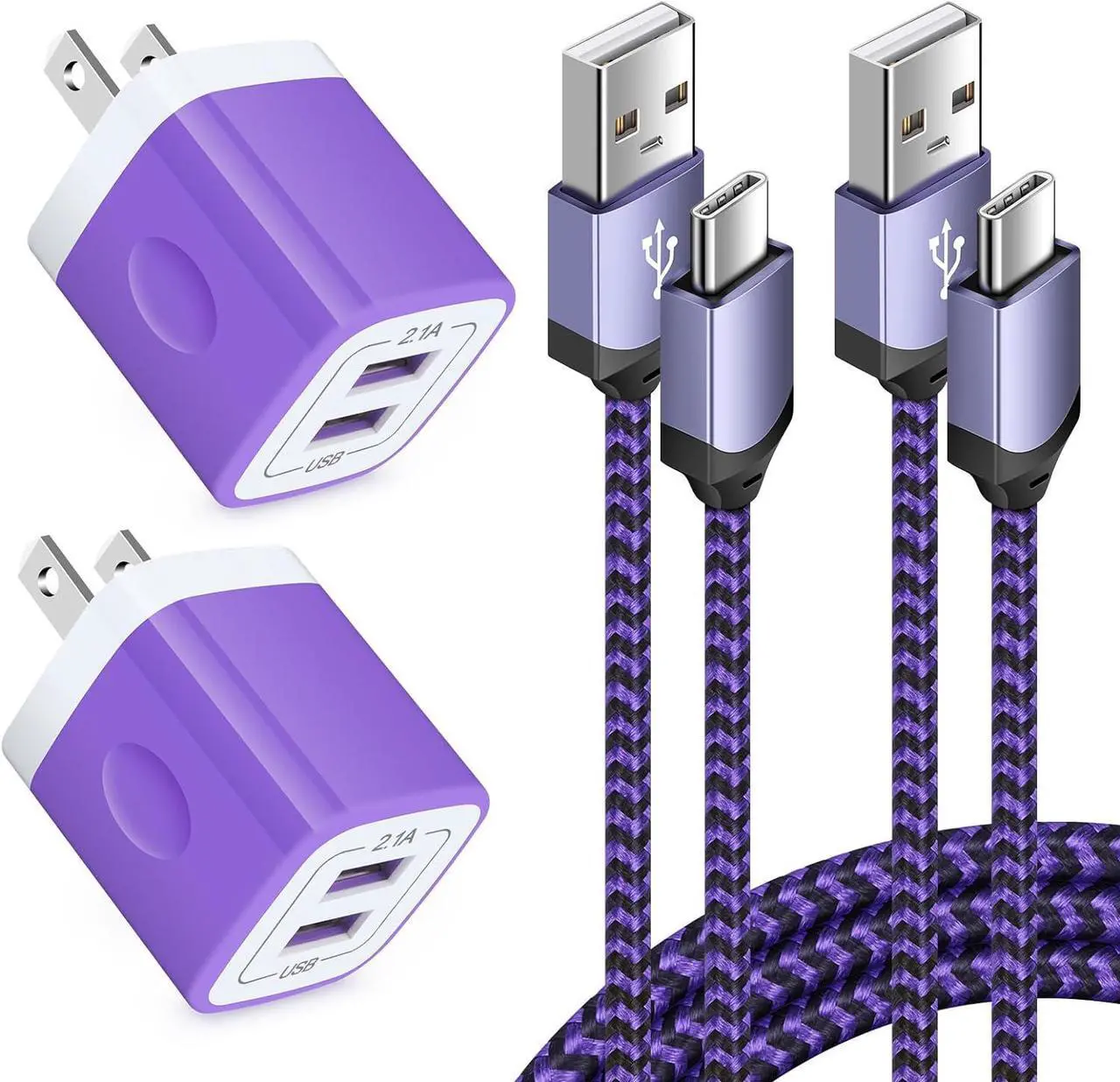 Main image of USB C Wall Charger Fast for Samsung Galaxy S25 Ultra S25+ S24 FE S23 FE Ultra S23+ S22 S21 FE/Plus/Ultra S20 5G Note 20 S10e A16 A35 A15 A55 A54 A14, 2.1A Dual Charging Block Cube 6ft USB Type C Cable