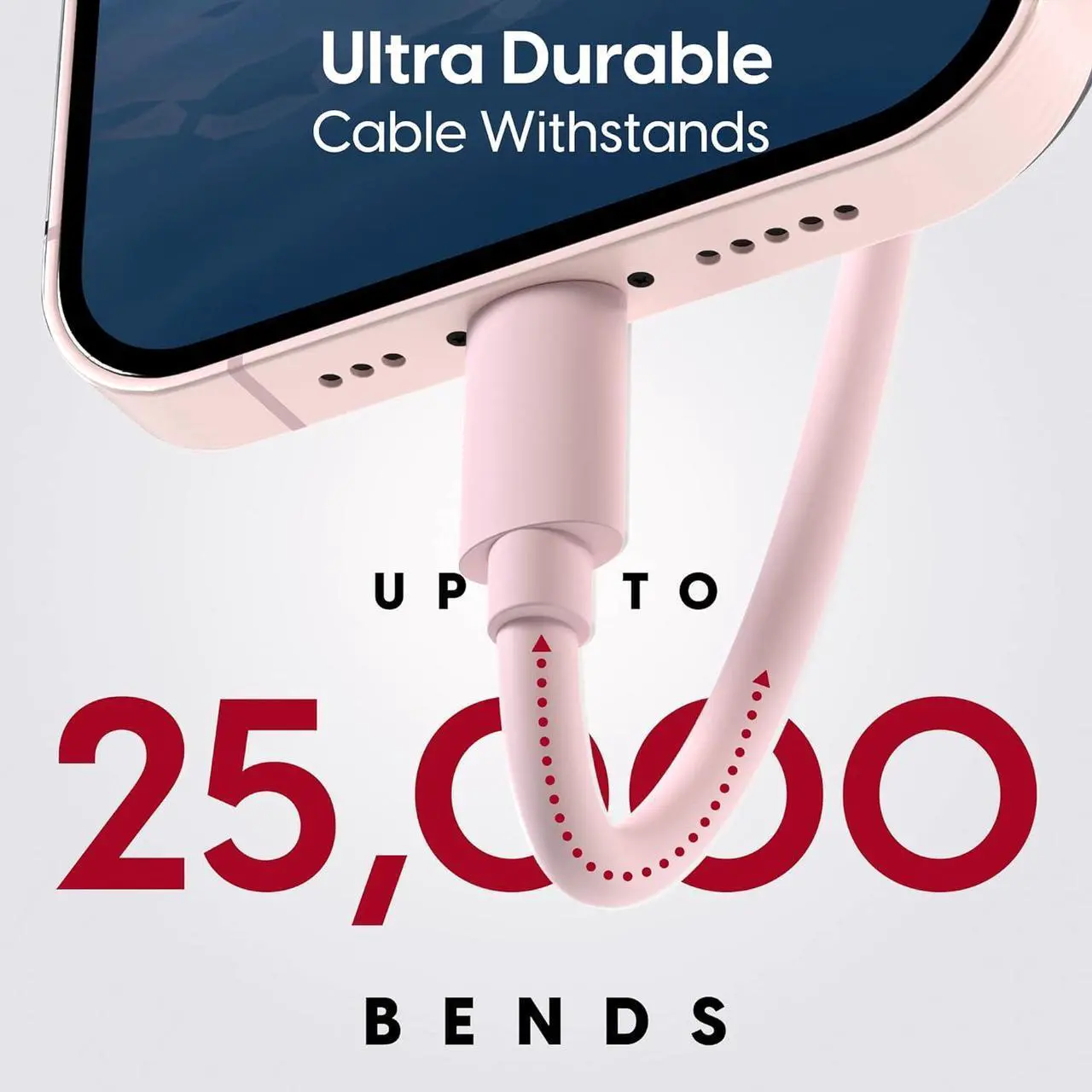 Alt view image 4 of 7 - TALK WORKS Fast-Charge Lightning Cable - MFi-Certified for Apple iPhone 13, 12, 11 Pro/Max/Mini, XR, XS/Max, X, 8, 7, 6, 5, SE, iPad, AirPods, Watch - 10ft Long Fast Charger, Heavy-Duty Cord, Pink