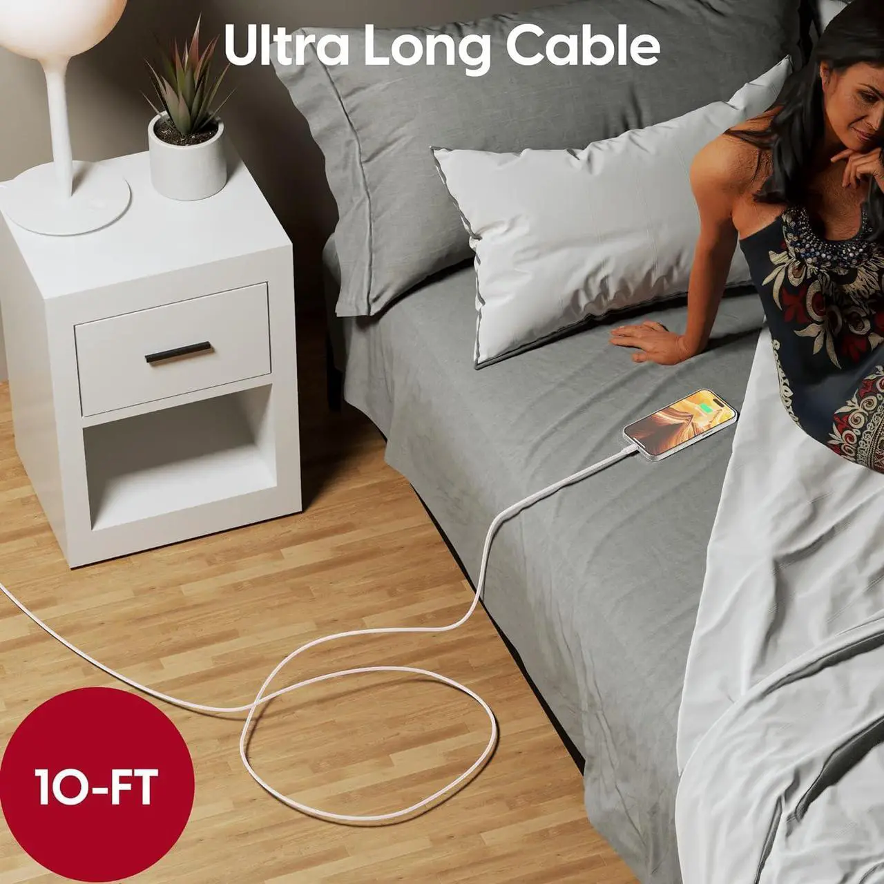 Alt view image 7 of 7 - TALK WORKS Fast-Charge Lightning Cable - MFi-Certified for Apple iPhone 13, 12, 11 Pro/Max/Mini, XR, XS/Max, X, 8, 7, 6, 5, SE, iPad, AirPods, Watch - 10ft Long Fast Charger, Heavy-Duty Cord, Pink