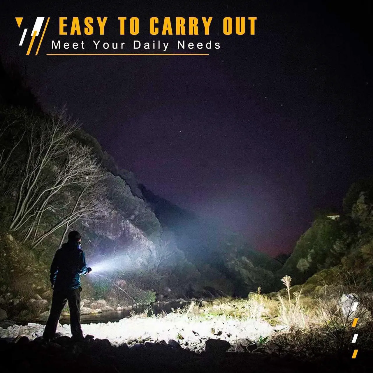 Alt view image 6 of 7 - Flashlights High Lumens Rechargeable, 1000,000LM LED Rechargeable Flashlights, IP68 Waterproof Linterna Recargable, 10000mAh Long Lasting Flashlights for Home, Camping, Boat, Farm Use.(Gold)