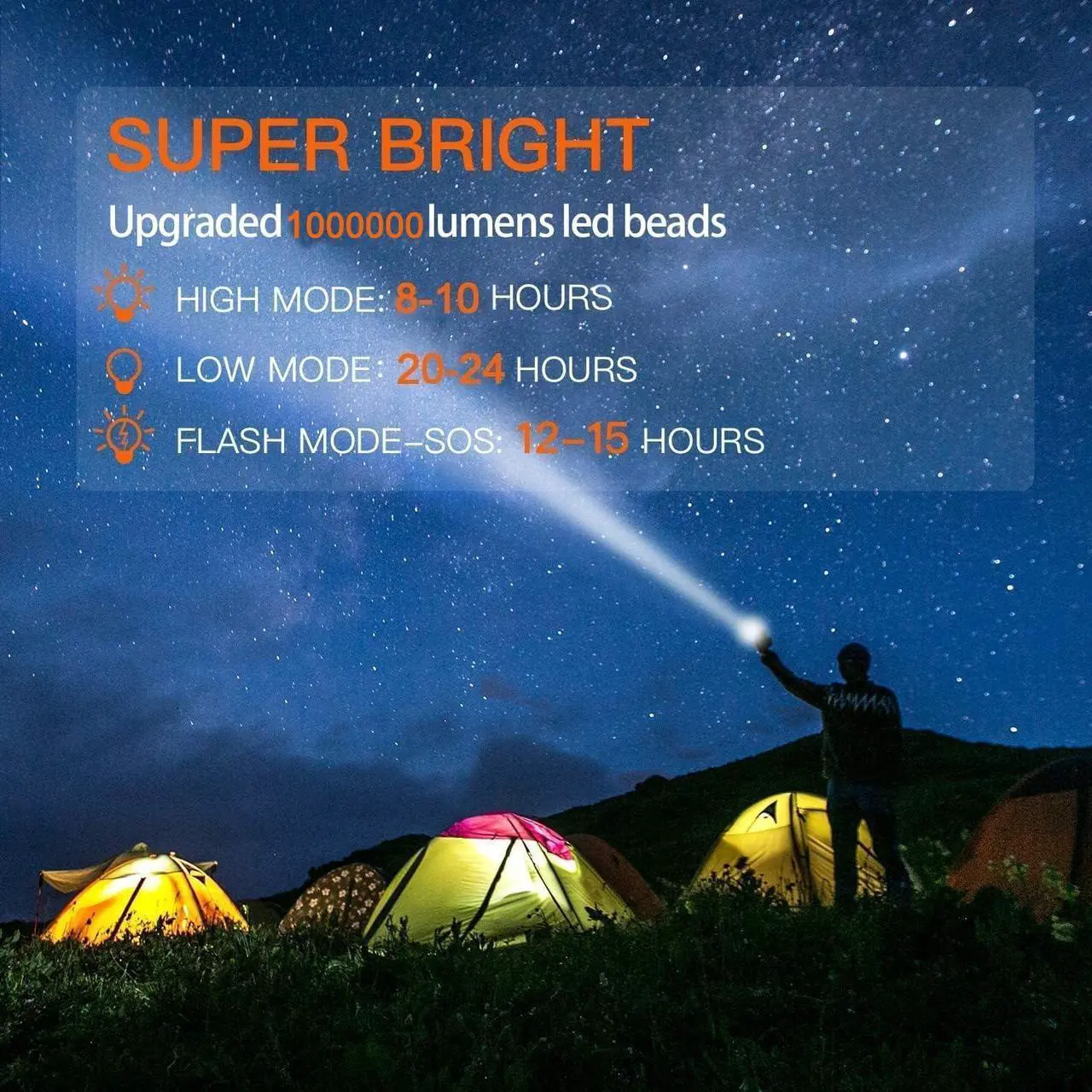 Alt view image 2 of 7 - BUYSIGHT Rechargeable Spotlight,Spot Lights Hand held 1000,000 lumens Large Flashlight Handheld Spotlight Lightweight and Super Bright Flashlight (Aluminium_Alloy Golden)