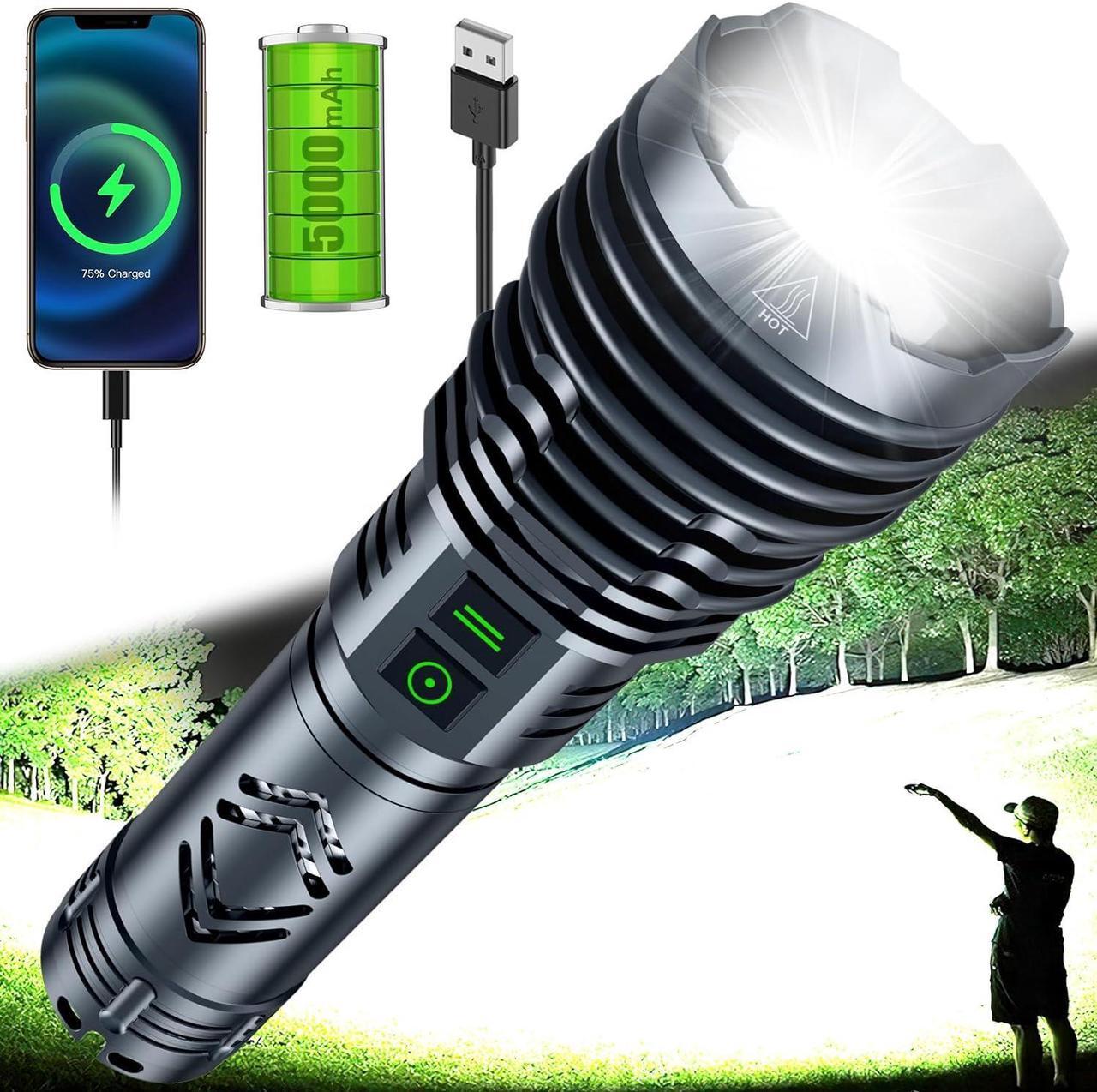 Main image of Rechargeable Flashlights 1500000 High Lumens,Super Bright LED Flashlight,Tactical Powerful Waterproof Handheld Flashlights with Zoomable 6 Modes,Output Funtion & 24H Long Life for Emergencies Camping