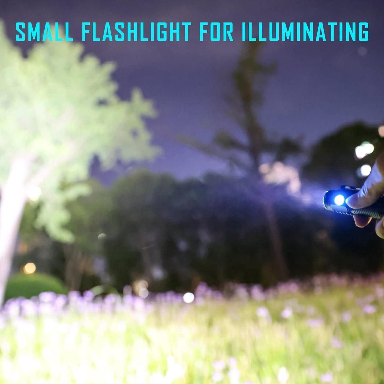 Alt view image 2 of 7 - lexall Small Flashlight, 1200 High Lumens, USB Rechargeable Compact LED Flashlight with Clip, Mini Pocket Sized EDC Flashlight with Unique Tail Design(2 Pack)