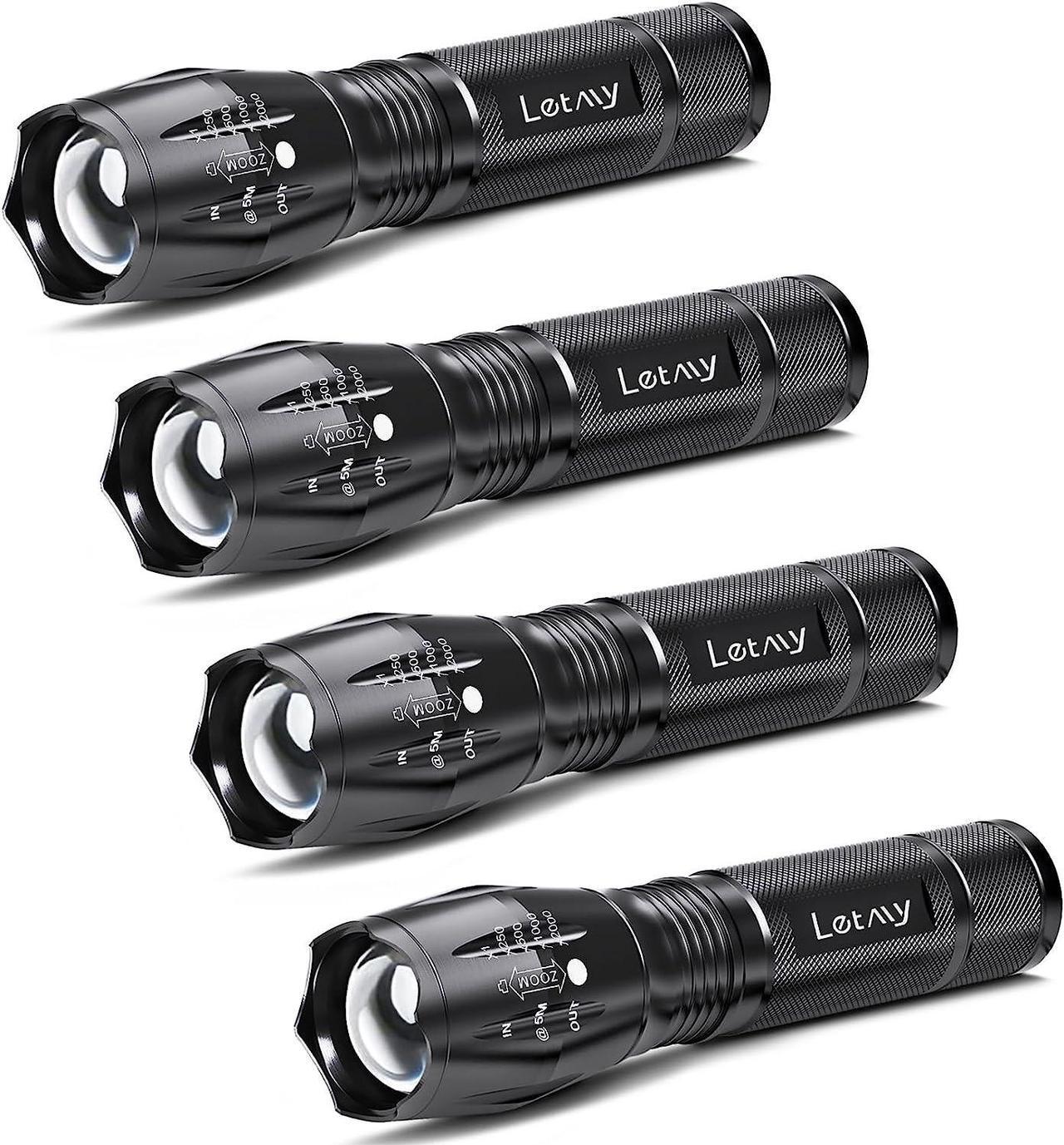Main image of LETMY LED Tactical Flashlight S2000 [4 Pack] - High Lumens, Zoomable, 5 Modes, Waterproof Handheld LED Flashlight - Best Camping, Outdoor, Emergency, Everyday Flashlights