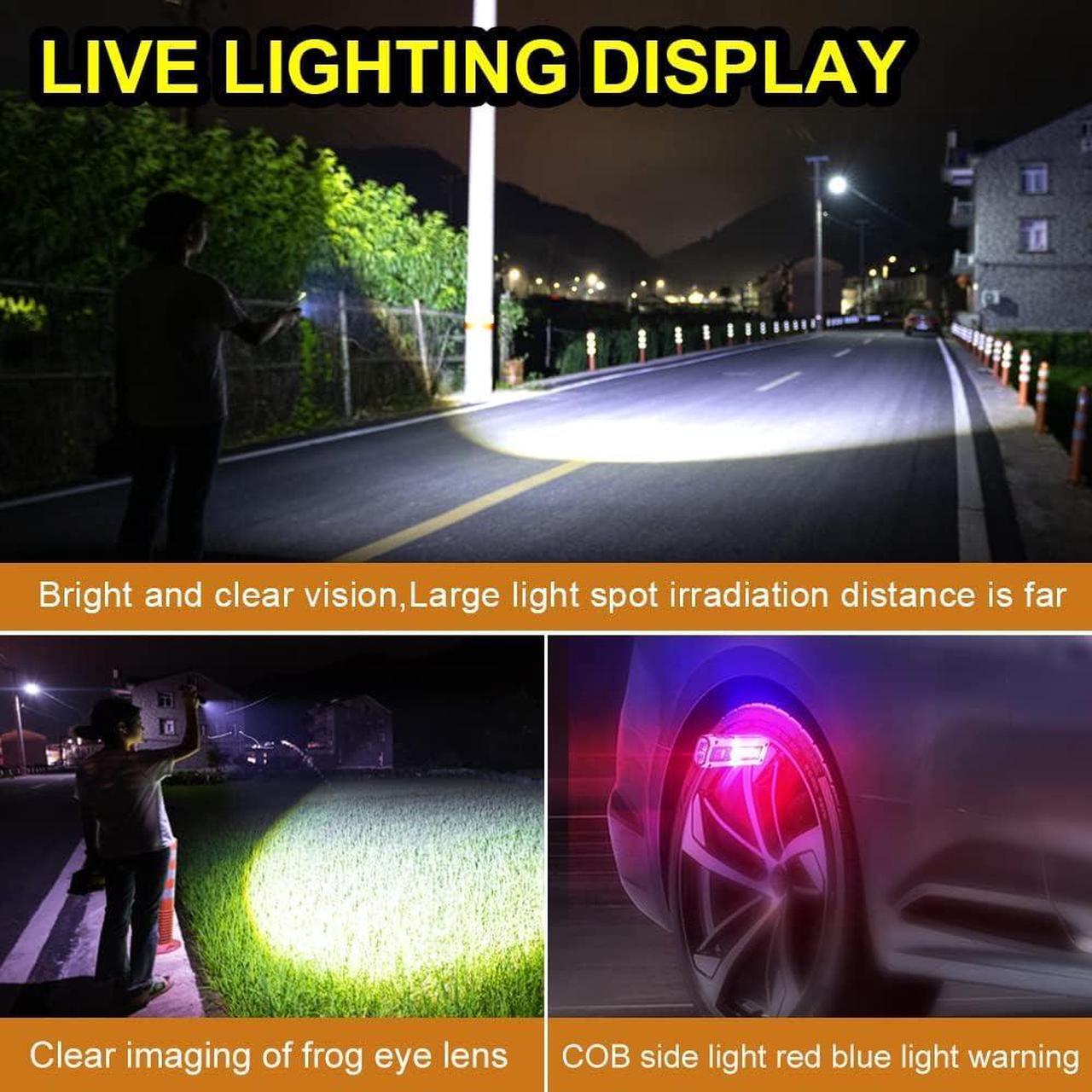 Alt view image 3 of 7 - Portable Rechargeable LED Work Light, Mini Magnetic Flashlights for Mechanics with COB Sidelight, Small Multi-Use Waterproof Super Bright Car Repair Emergency Trouble Light