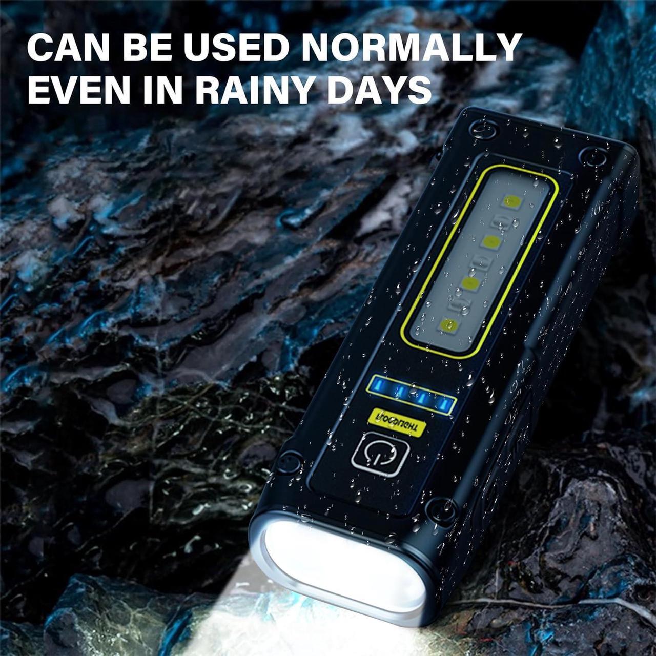 Alt view image 5 of 7 - Portable Rechargeable LED Work Light, Mini Magnetic Flashlights for Mechanics with COB Sidelight, Small Multi-Use Waterproof Super Bright Car Repair Emergency Trouble Light