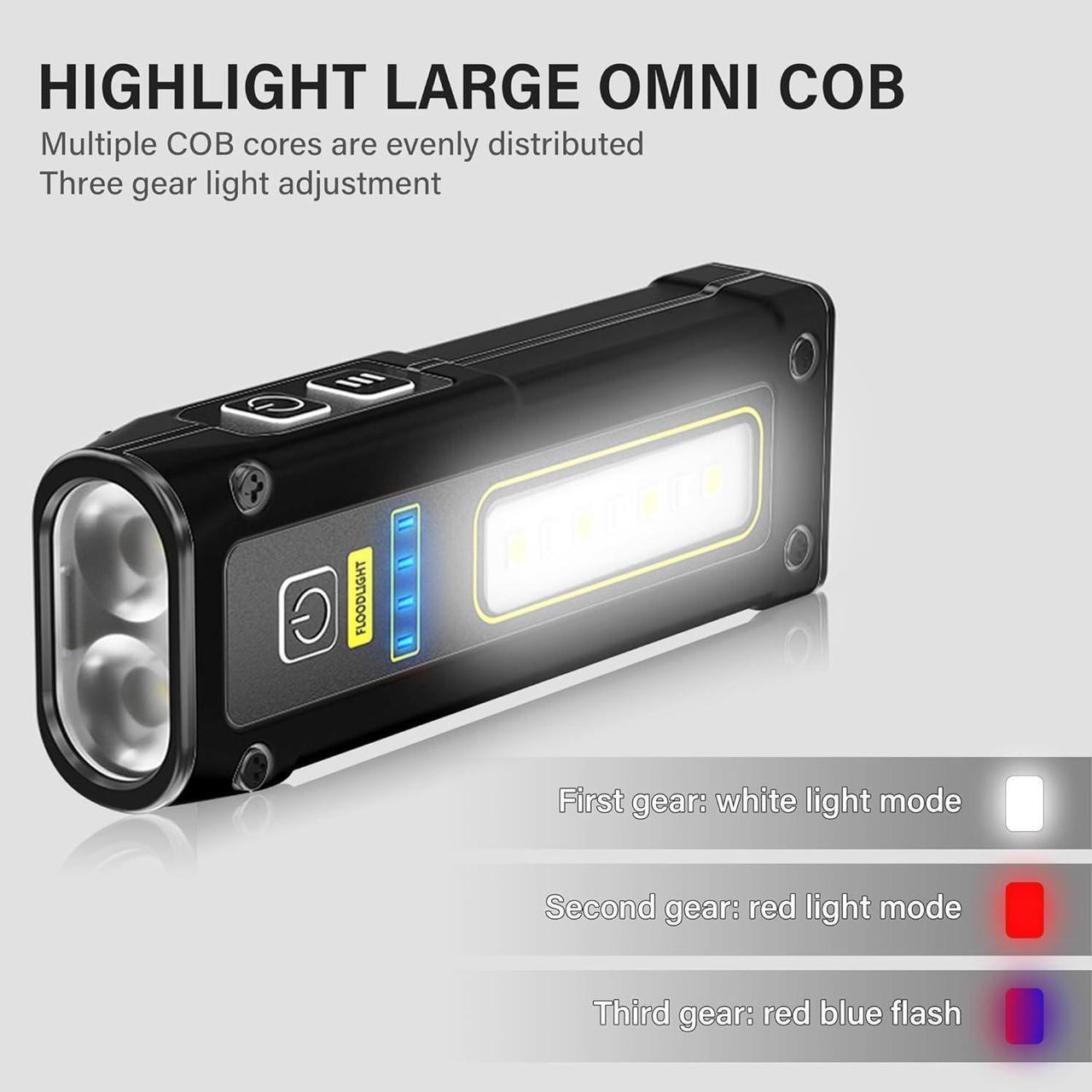 Alt view image 7 of 7 - Portable Rechargeable LED Work Light, Mini Magnetic Flashlights for Mechanics with COB Sidelight, Small Multi-Use Waterproof Super Bright Car Repair Emergency Trouble Light
