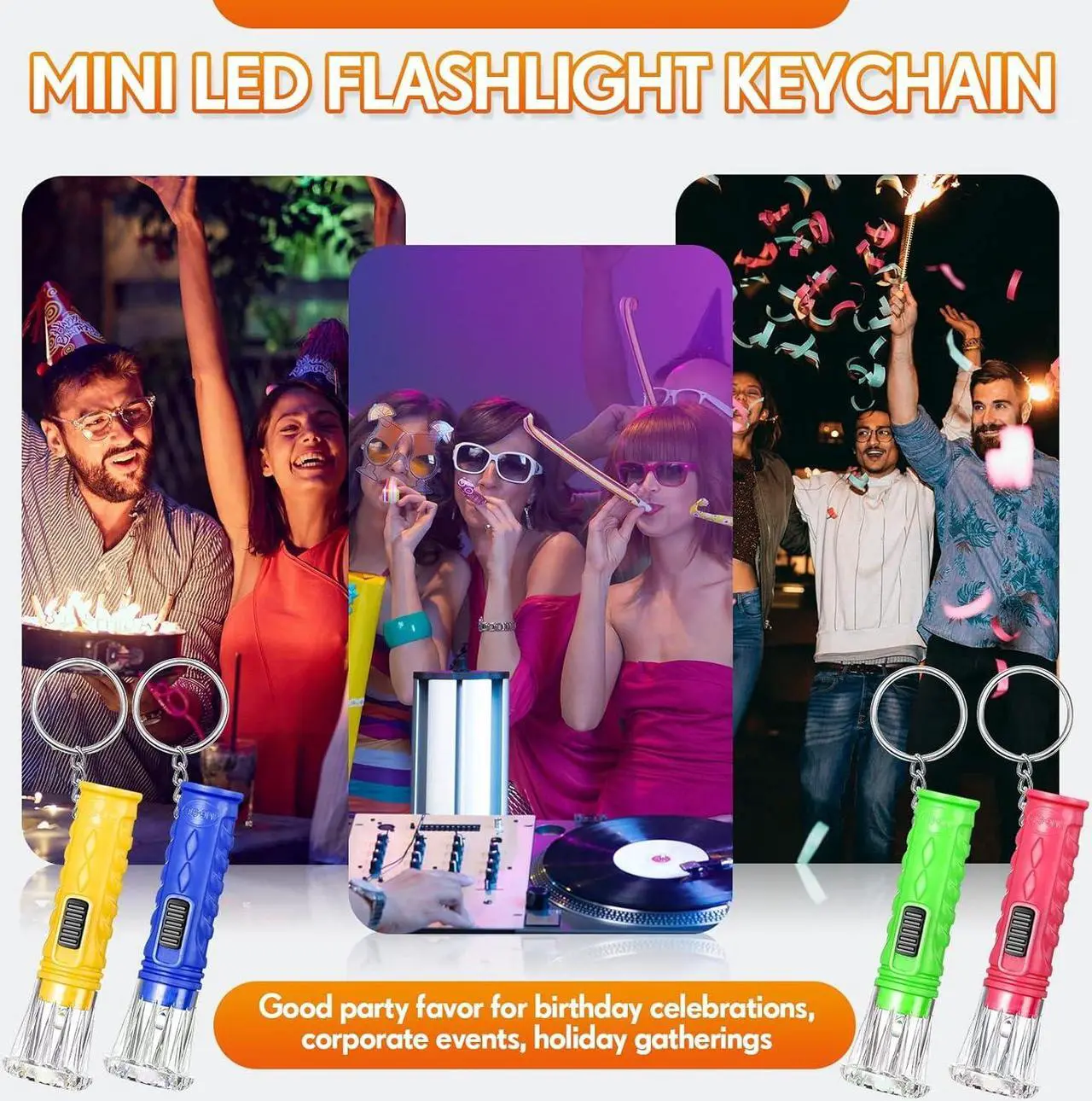 Alt view image 3 of 6 - Jexine 100 Pcs Mini Flashlight Keychain Bulk for Kids Assorted Colors Torch Keyring Flashlights LED Keychain Flashlights Small Keychain Light Hiking Camping Christmas Party Favors (Classic)
