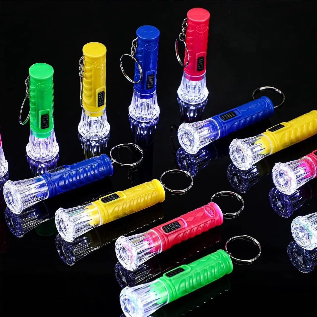 Alt view image 6 of 6 - Jexine 100 Pcs Mini Flashlight Keychain Bulk for Kids Assorted Colors Torch Keyring Flashlights LED Keychain Flashlights Small Keychain Light Hiking Camping Christmas Party Favors (Classic)