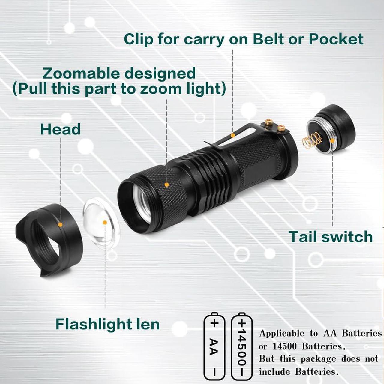 Alt view image 3 of 6 - (Pack of 4) 4 Color Light Single Mode Flashlight: Red Light Flashlight, Green Light Flashlight, Blue Light Flashlight, Cool White Light Flashlight for Night Observation