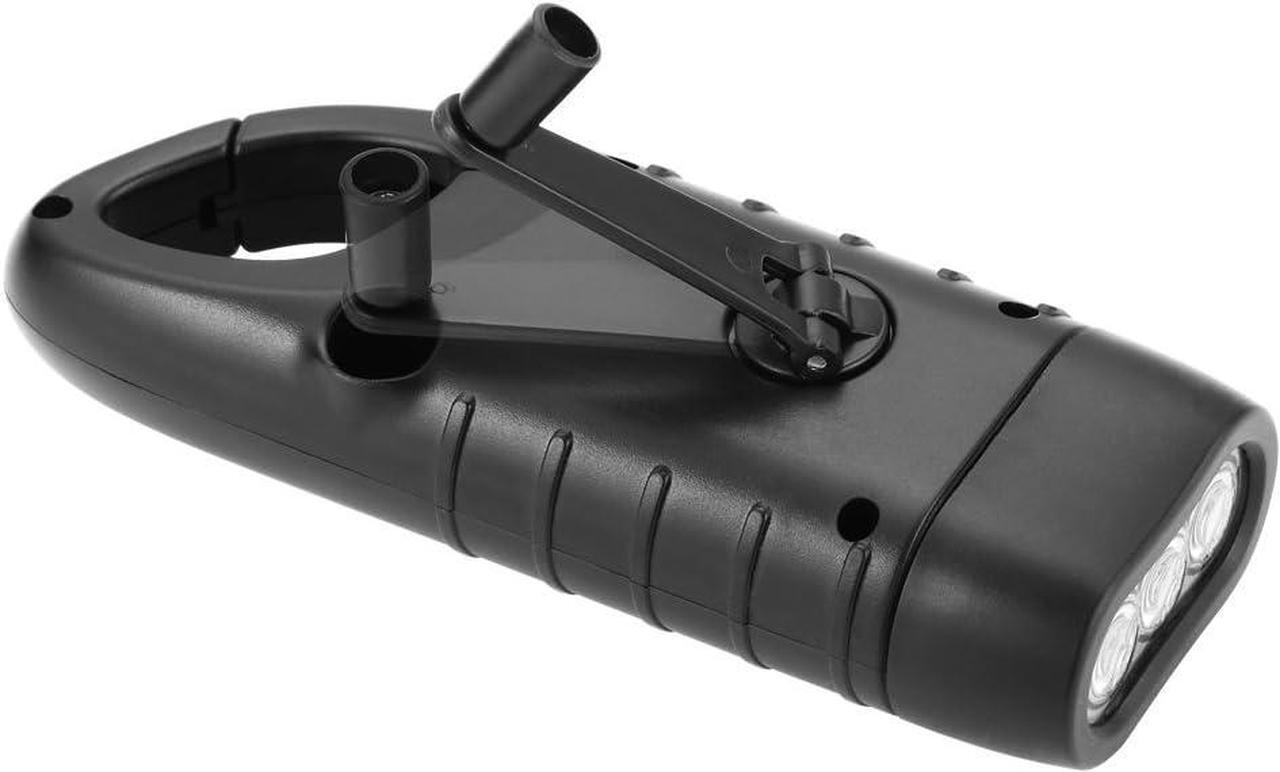 Alt view image 5 of 7 - Simpeak 2-Pack Hand Crank Solar Powered Flashlight, Emergency Rechargeable LED Flashlight, Survival Flashlight, Quick Snap Carbiner Dynamo Flashlight Torch for Outdoor Sports, Black
