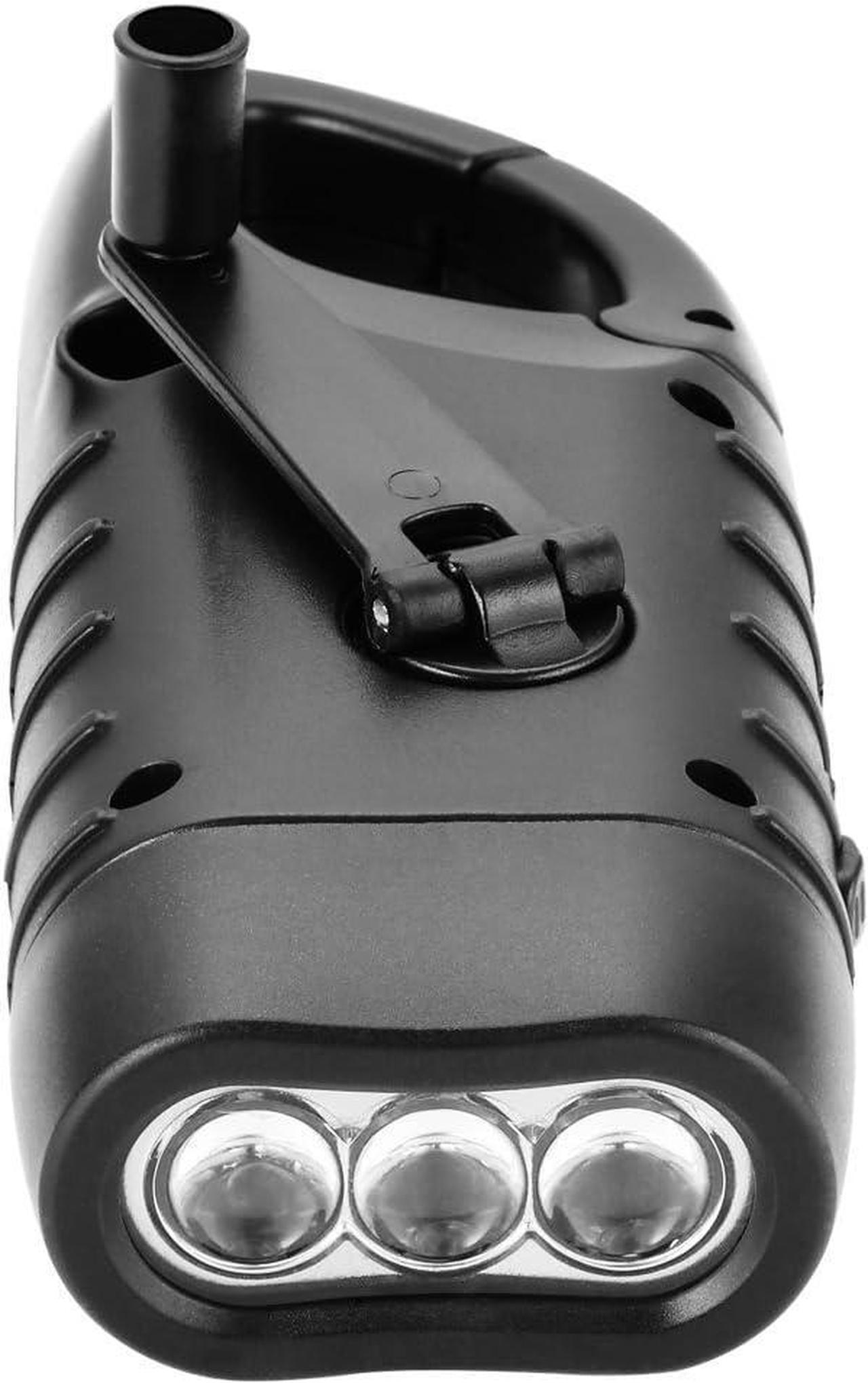 Alt view image 6 of 7 - Simpeak 2-Pack Hand Crank Solar Powered Flashlight, Emergency Rechargeable LED Flashlight, Survival Flashlight, Quick Snap Carbiner Dynamo Flashlight Torch for Outdoor Sports, Black