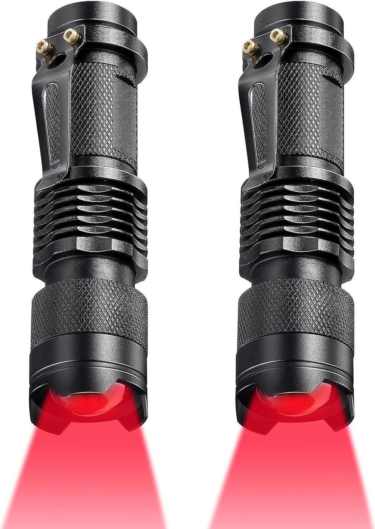 Honoson 2 Pieces Red Flashlight LED Single Mode Light One Mode LED Torch Scalable Red Light Flashlight for Astronomy Aviation Night Observation