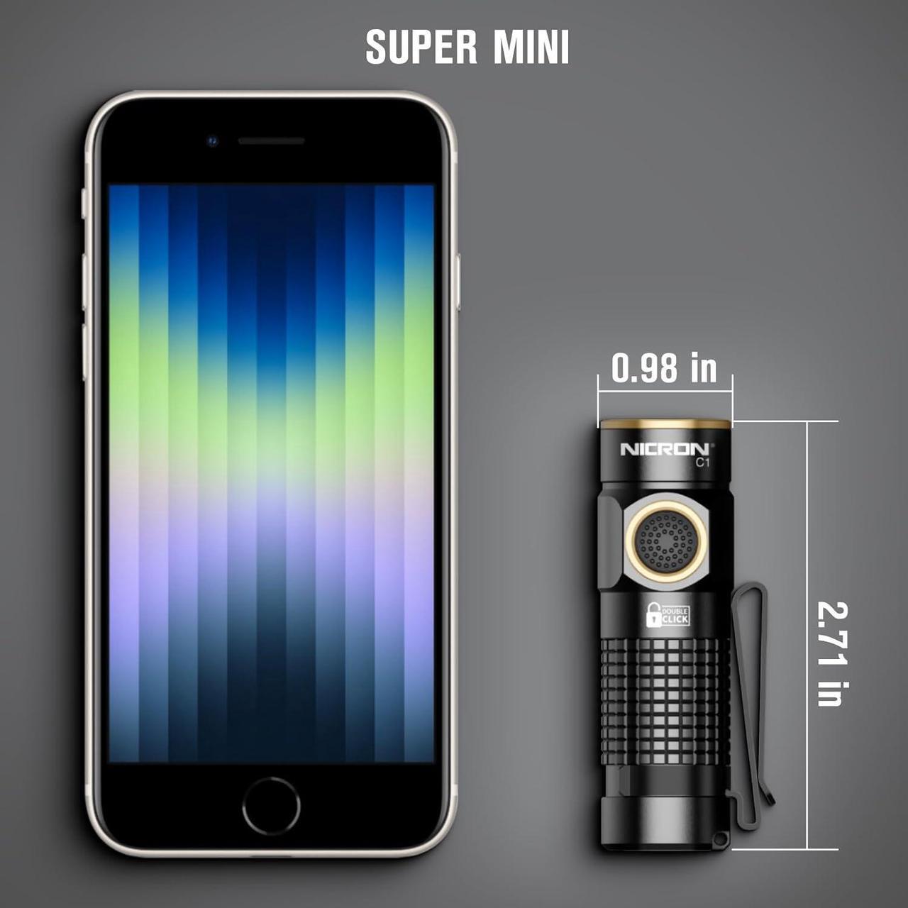 Alt view image 2 of 7 - 1200 Lumens EDC Flashlight with Magnet Rechargeable Pocket Light Compact High Lumens Handheld Light C1 Mini Flashlight 7 Modes for Outdoor Camping Hiking (Black)