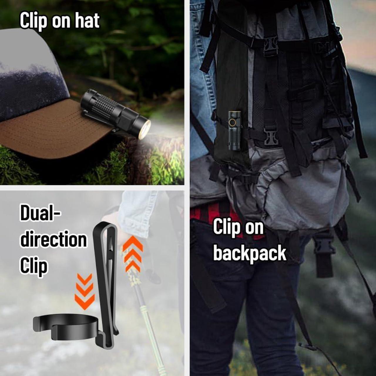 Alt view image 7 of 7 - 1200 Lumens EDC Flashlight with Magnet Rechargeable Pocket Light Compact High Lumens Handheld Light C1 Mini Flashlight 7 Modes for Outdoor Camping Hiking (Black)
