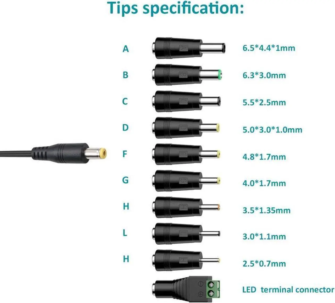 Alt view image 3 of 7 - 12V Power Supply AC Adapter DC 12 V Power Cord Universal Power Adapter 12Volt Charger Compatible with 1000mA 900mA 800mA 700mA 600mA 500mA 400mA 300mA 200mA 100mA Electronics