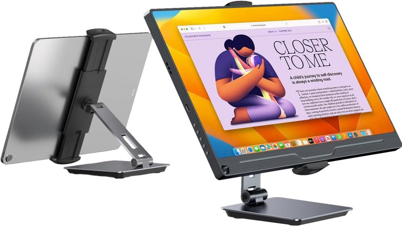 Main image of UPERFECT 5.9''-17.3'' Portable Monitor Stand, Adjustable 360° Swivel Bracket, 180° Tiltable Clamp, Heavy Duty Aluminum Stand for Pad/Tablet