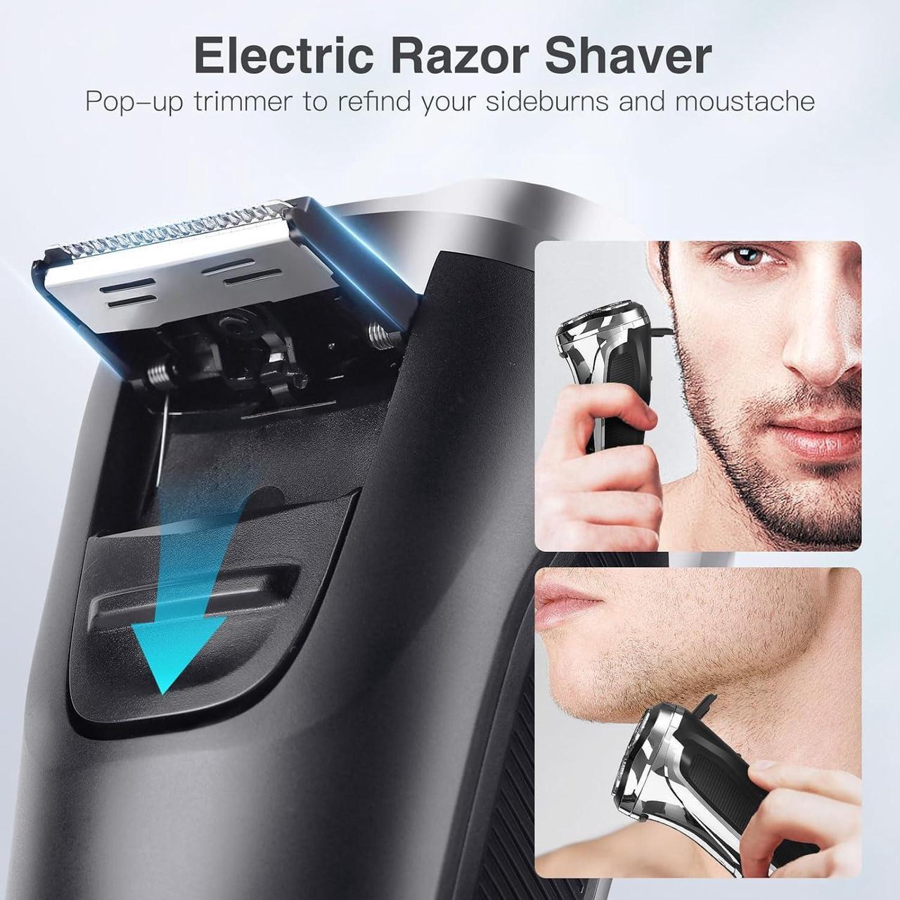 Alt view image 4 of 7 - Electric Razor for Men, Mens Electric Shavers, Wet & Dry Shaver with Pop-up Trimmer, USB-C Rechargeable Waterproof Portable Shaver with LCD Display/Travel Organizer/Travel Lock Ideal Men Gift